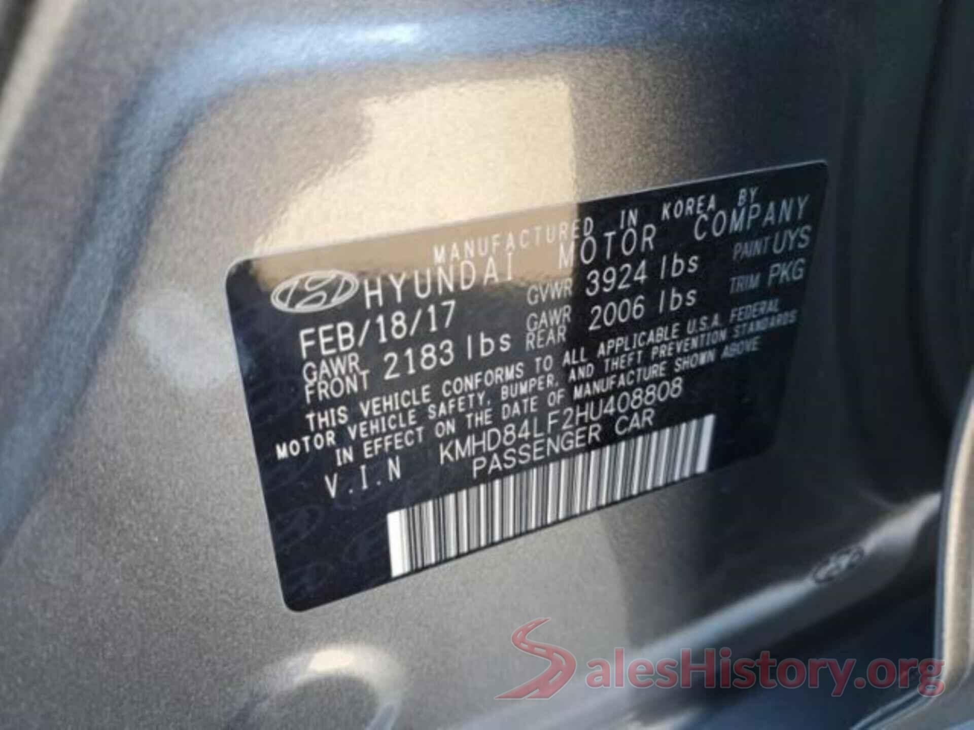 KMHD84LF2HU408808 2017 HYUNDAI ELANTRA