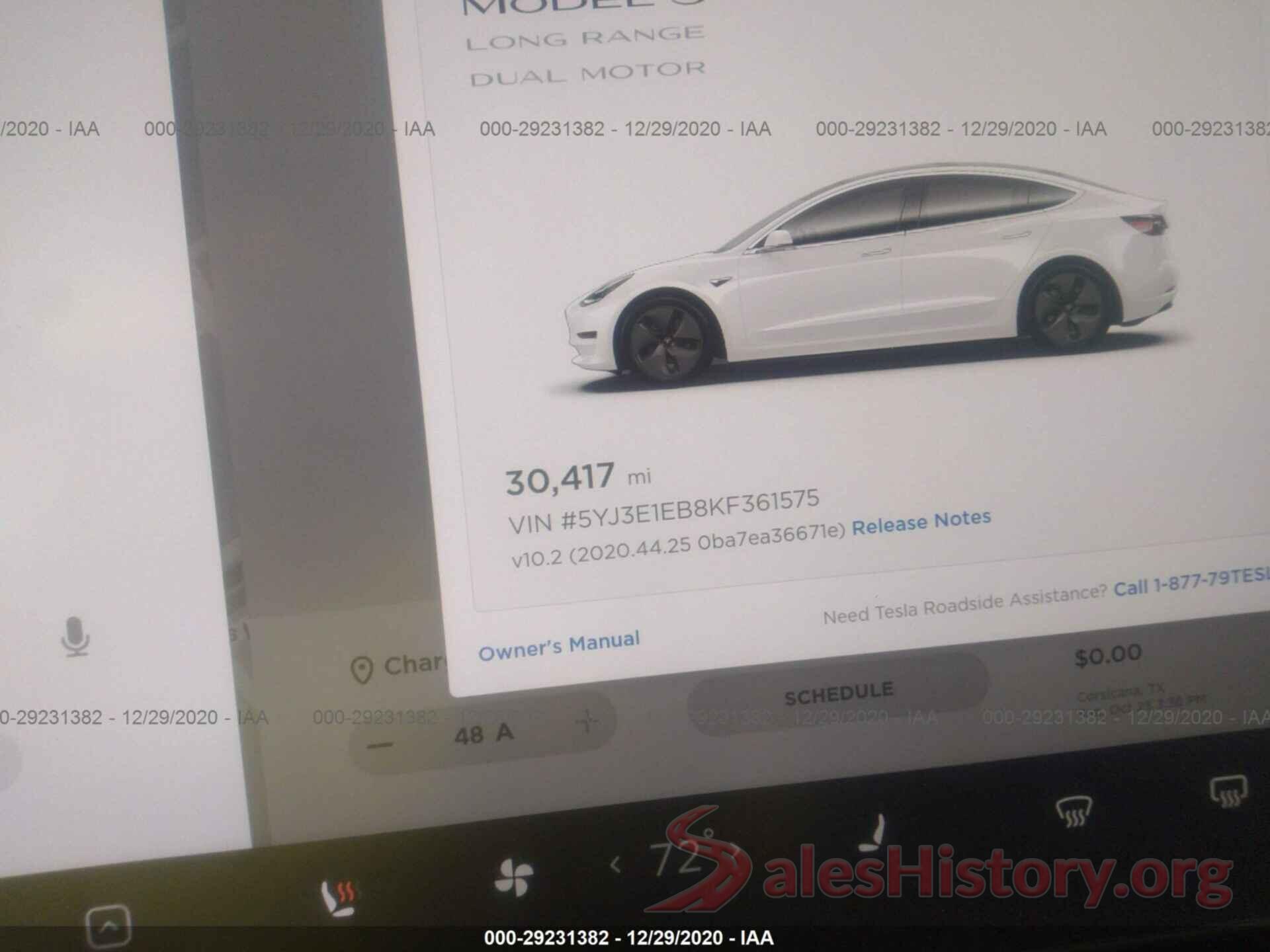 5YJ3E1EB8KF361575 2019 TESLA MODEL 3