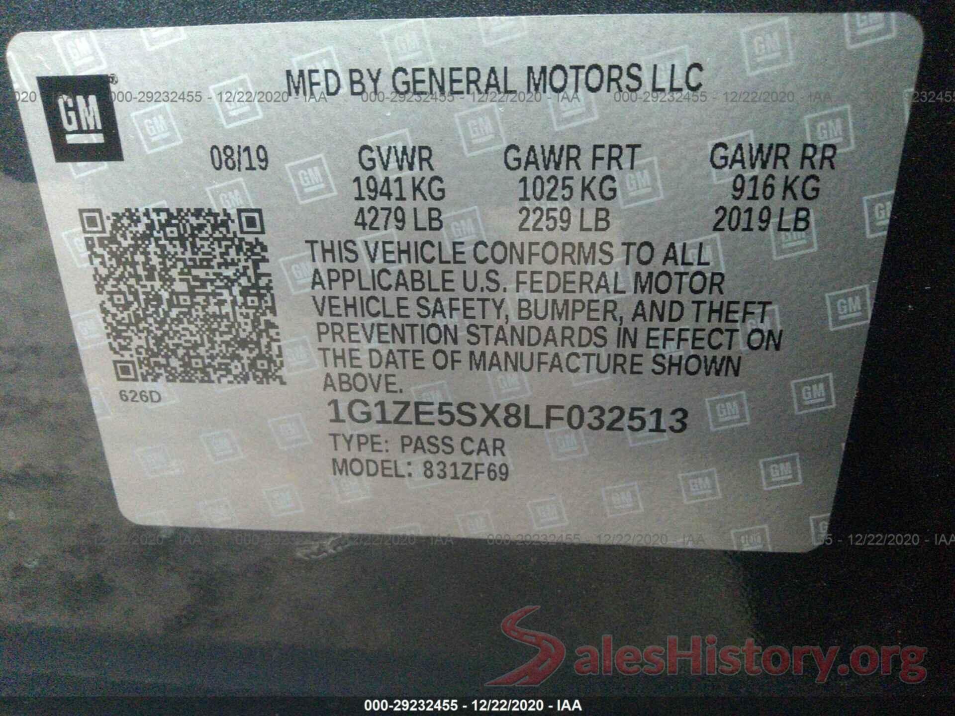 1G1ZE5SX8LF032513 2020 CHEVROLET MALIBU