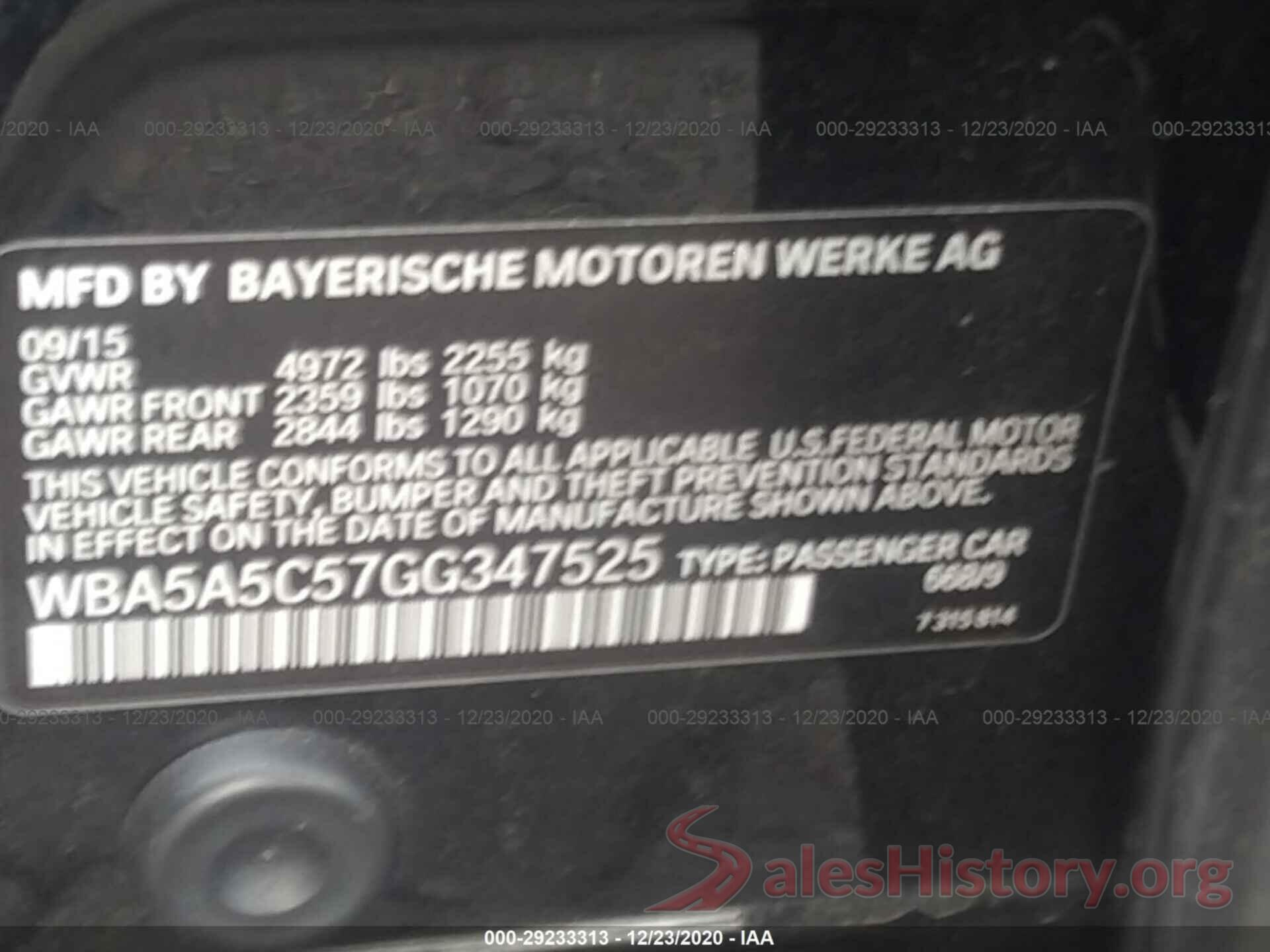 WBA5A5C57GG347525 2016 BMW 5 SERIES