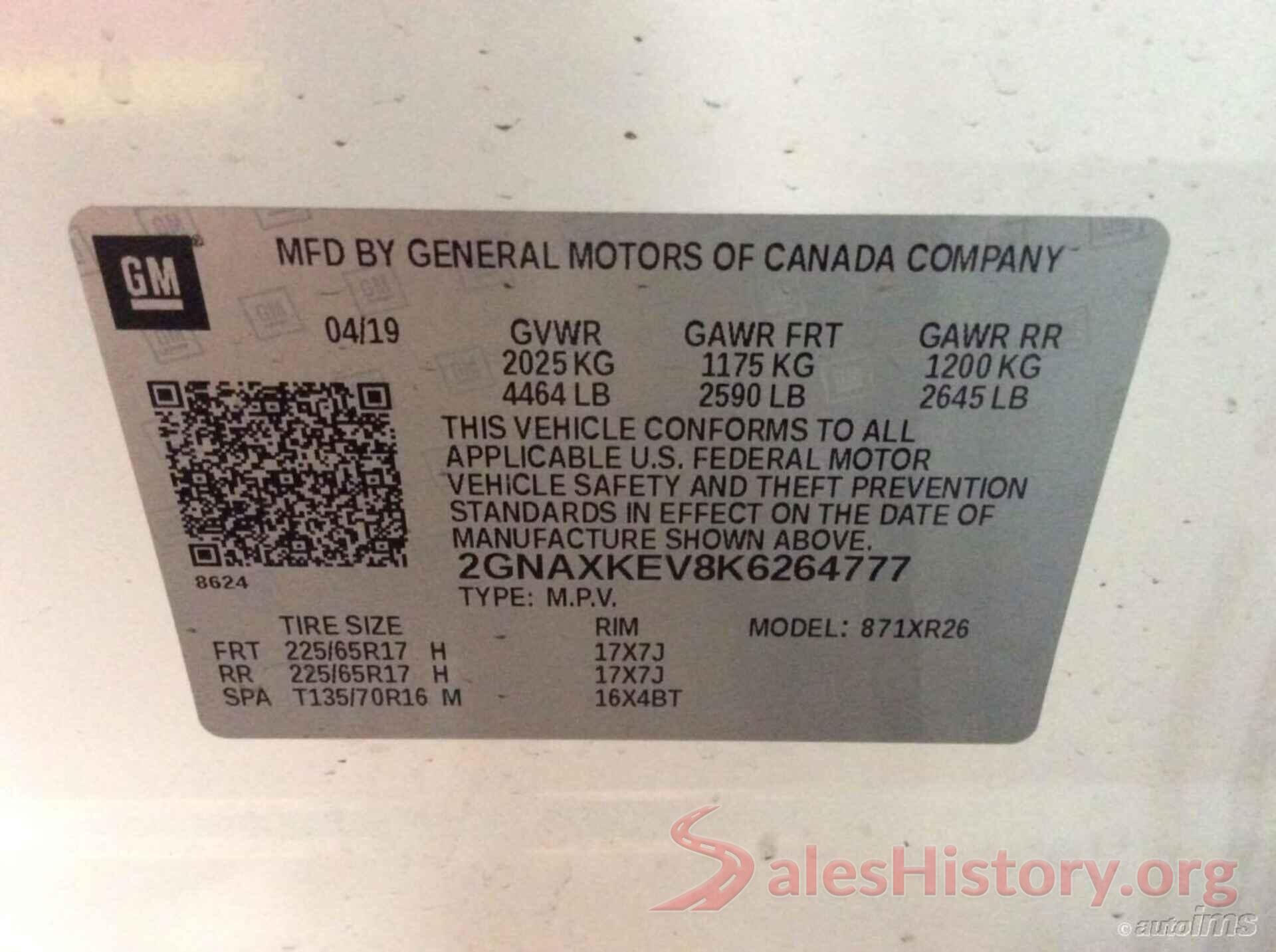 2GNAXKEV8K6264777 2019 CHEVROLET EQUINOX