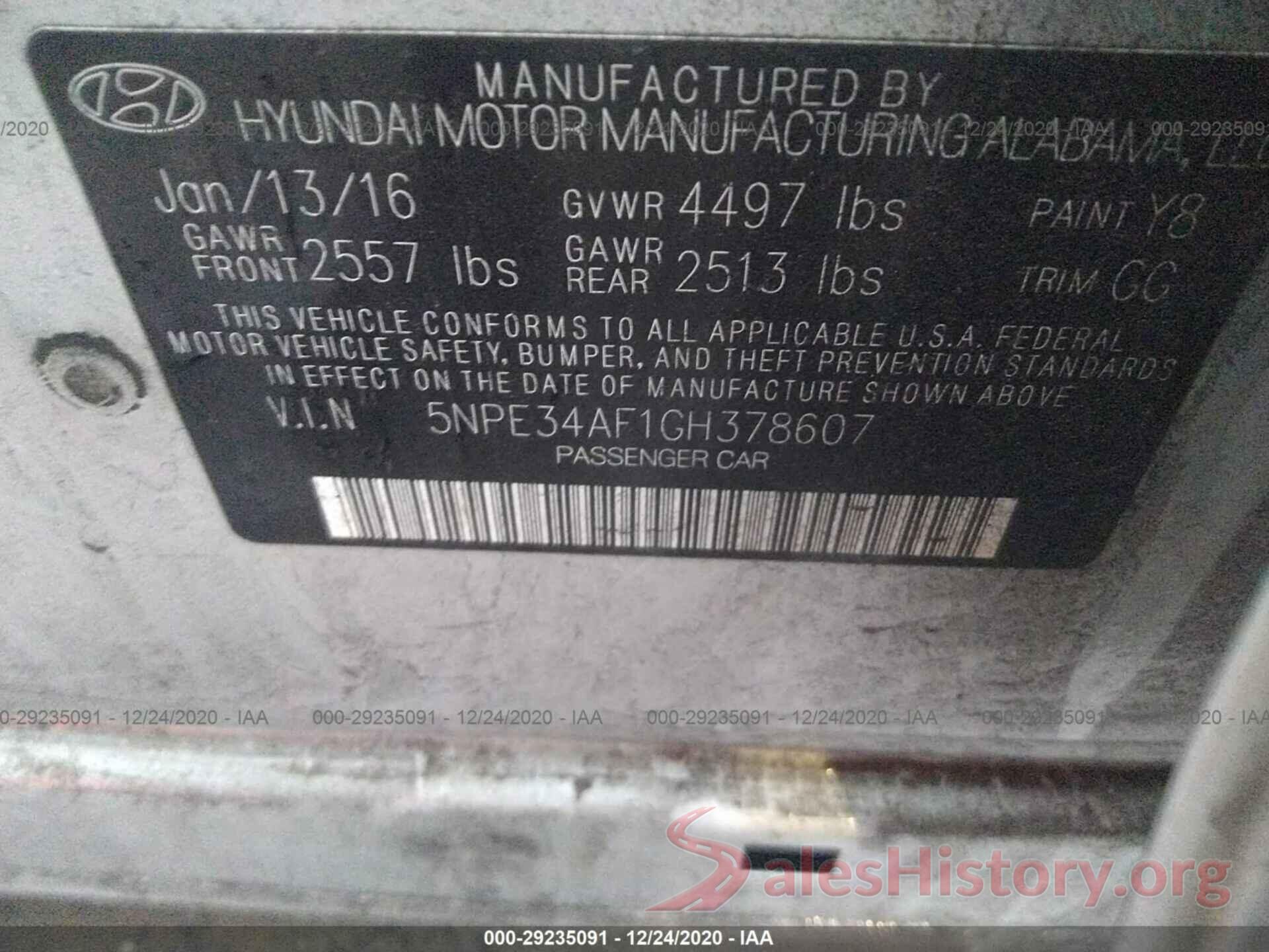 5NPE34AF1GH378607 2016 HYUNDAI SONATA