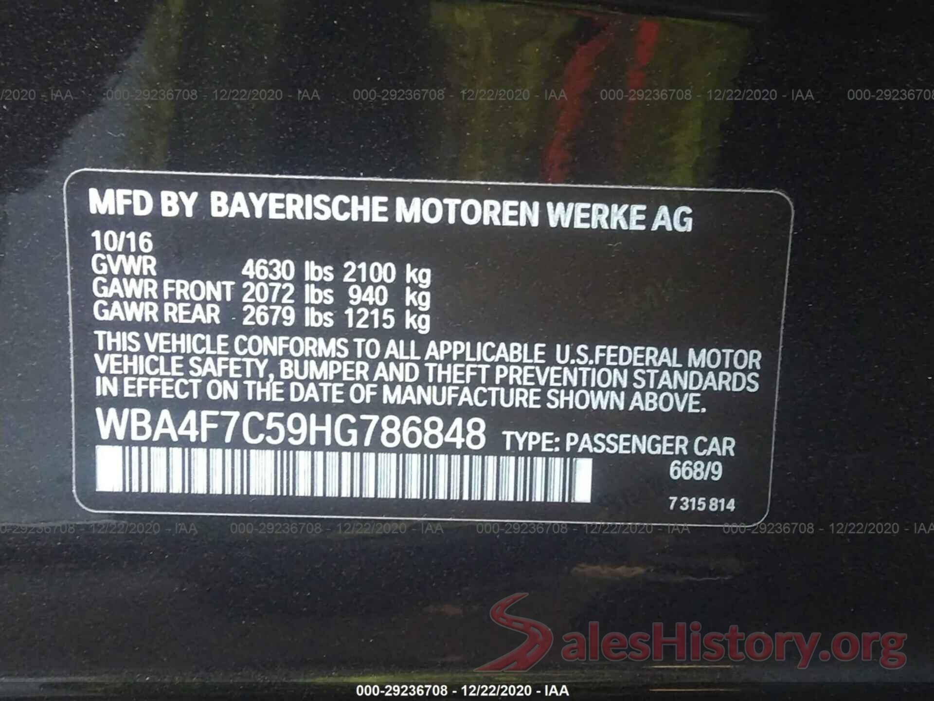 WBA4F7C59HG786848 2017 BMW 4 SERIES