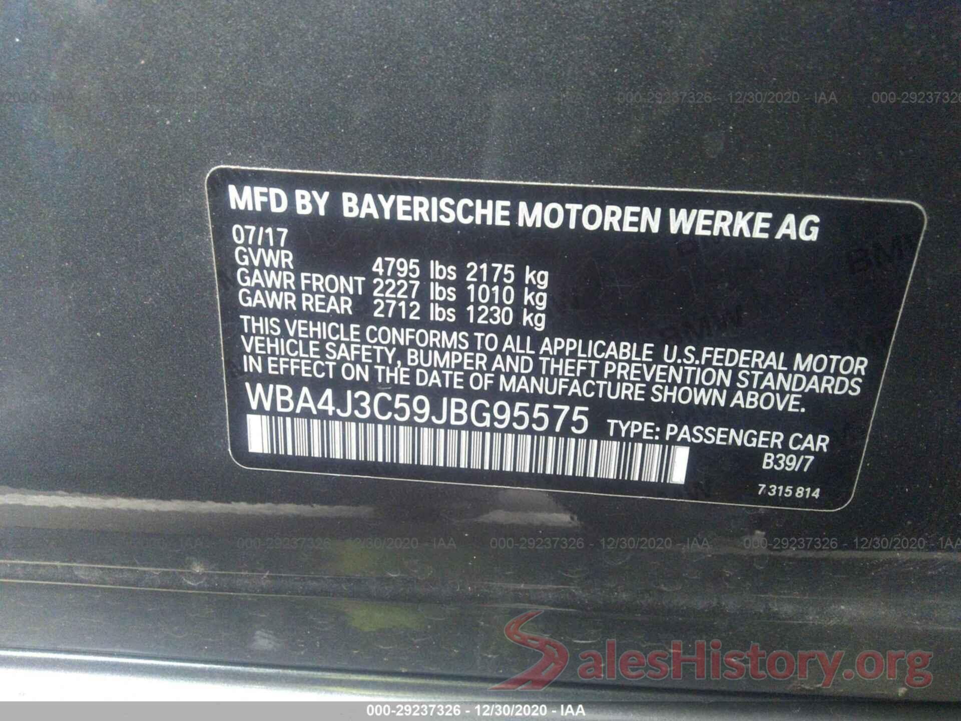 WBA4J3C59JBG95575 2018 BMW 4 SERIES