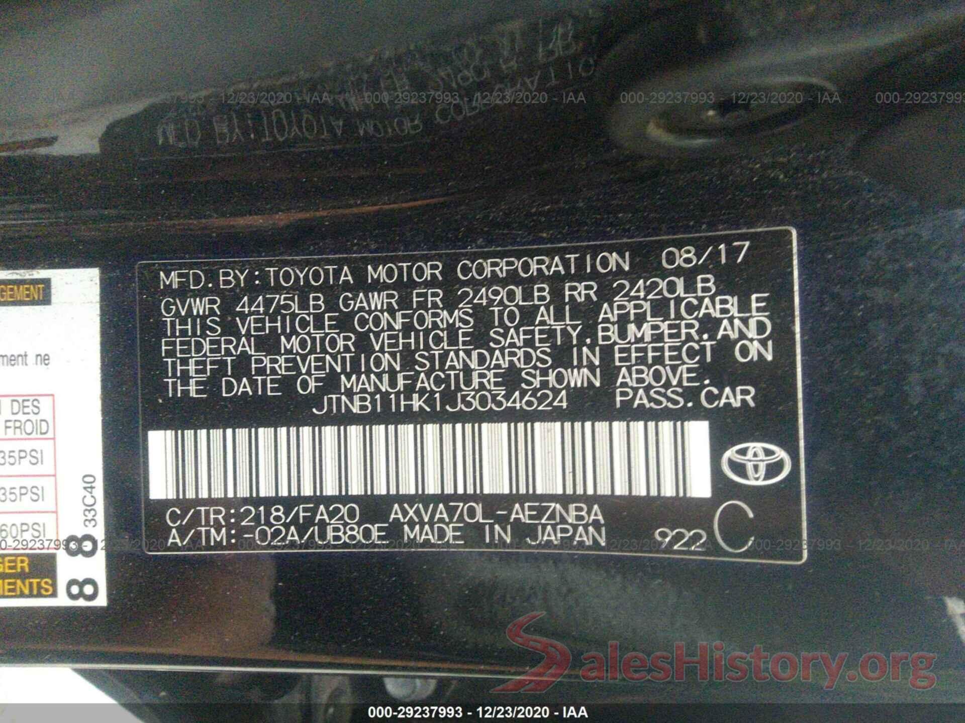 JTNB11HK1J3034624 2018 TOYOTA CAMRY