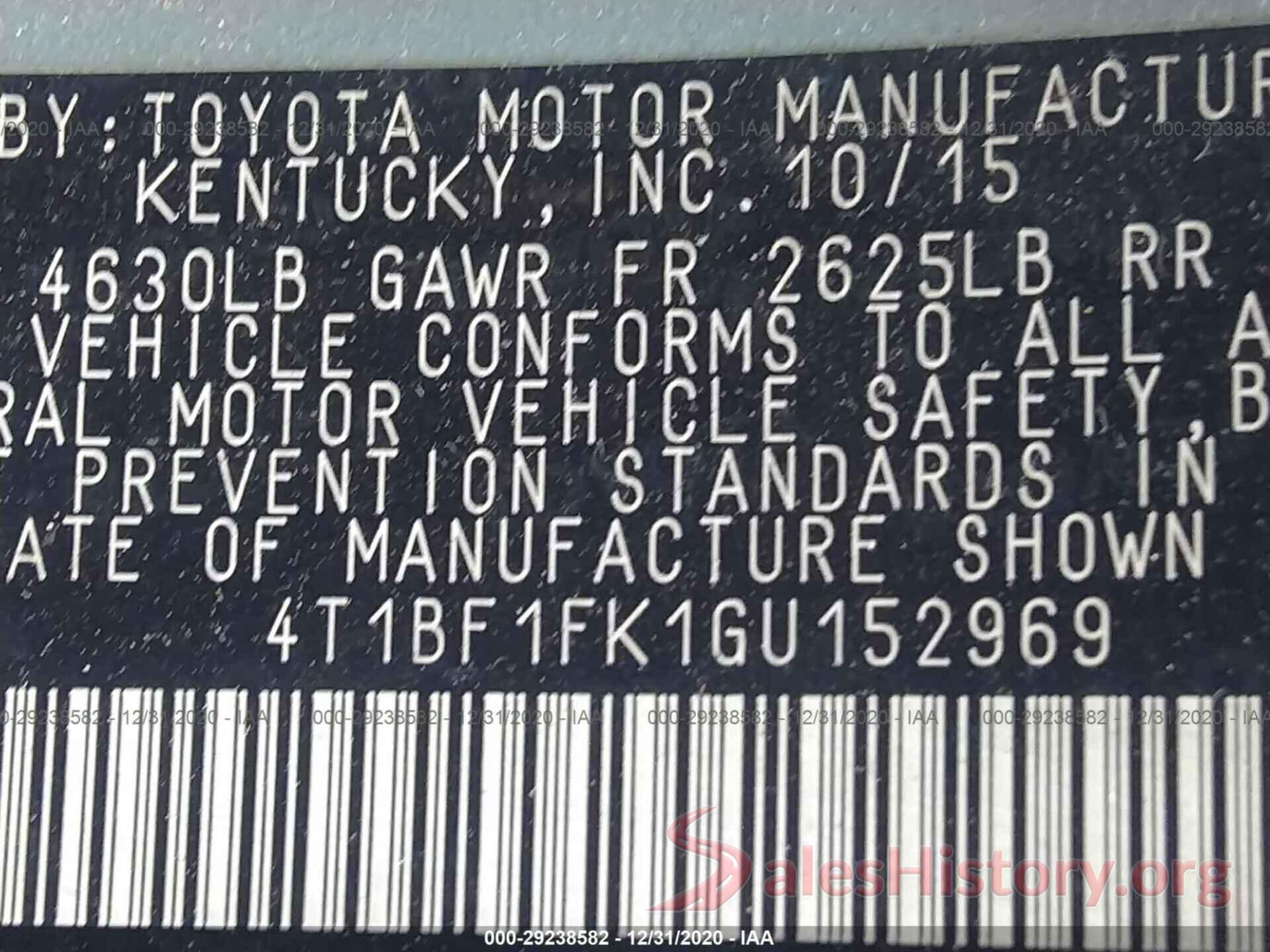 4T1BF1FK1GU152969 2016 TOYOTA CAMRY