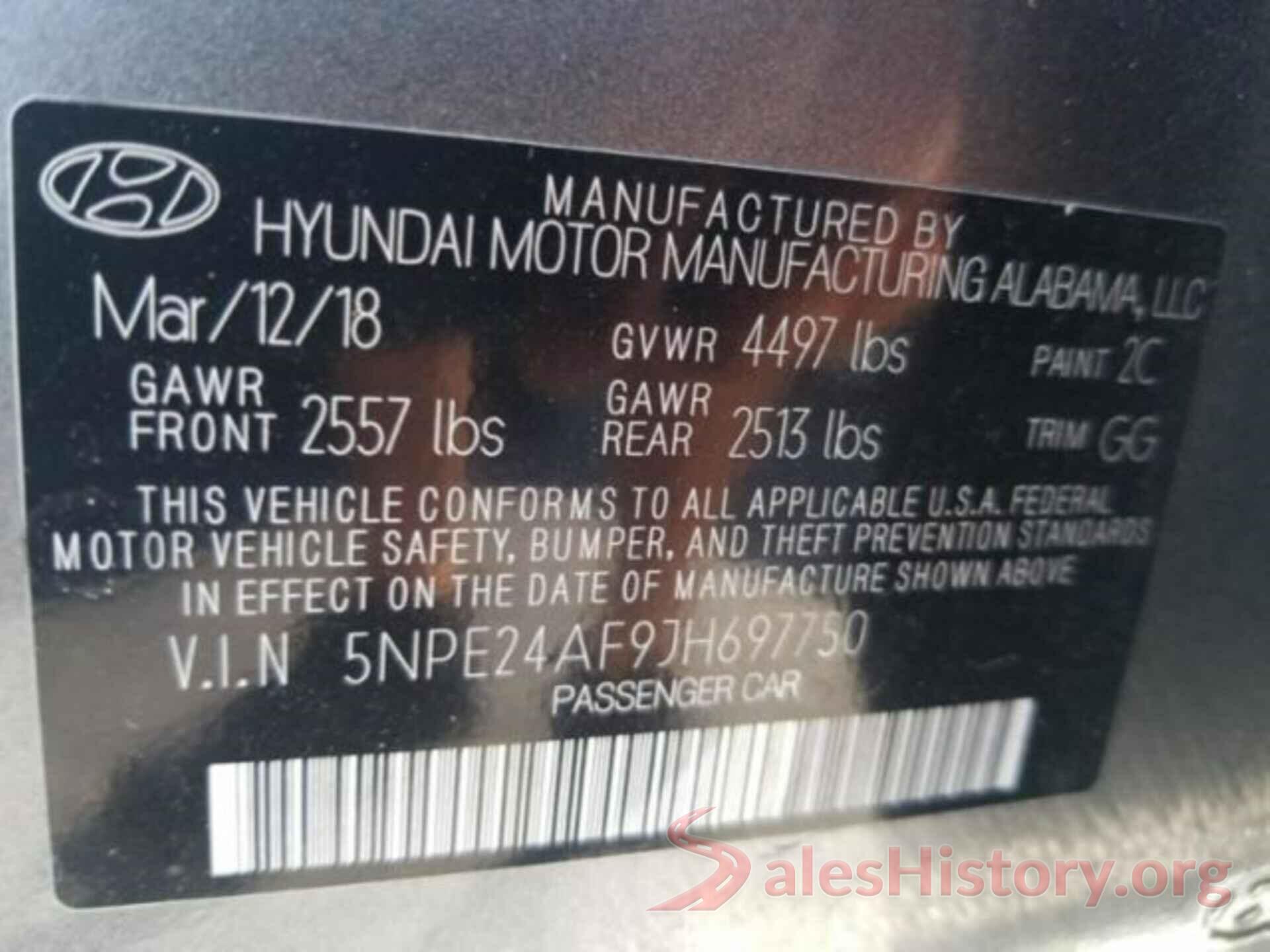 5NPE24AF9JH697750 2018 HYUNDAI SONATA