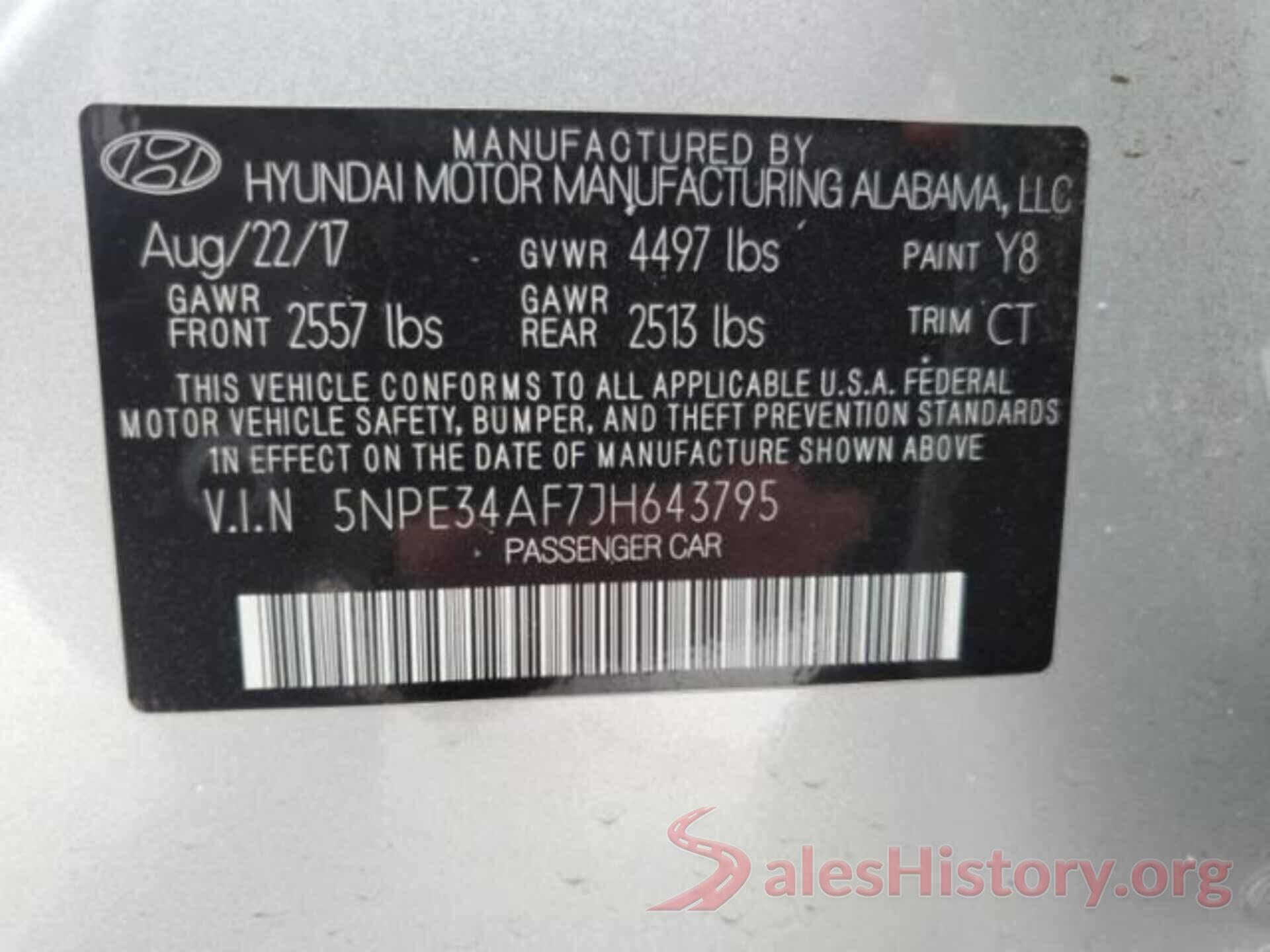 5NPE34AF7JH643795 2018 HYUNDAI SONATA