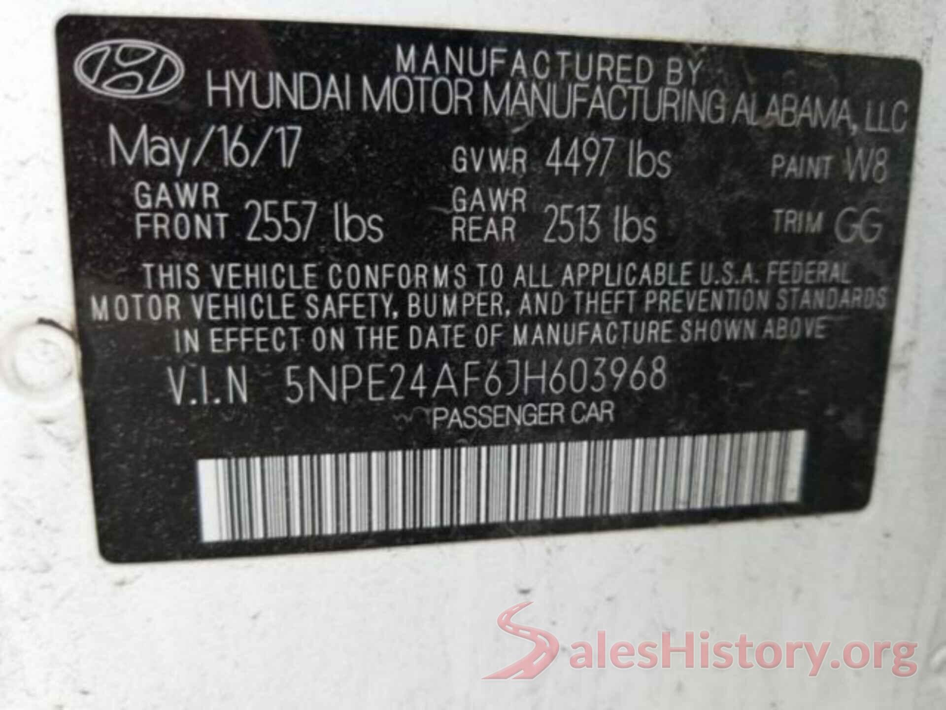 5NPE24AF6JH603968 2018 HYUNDAI SONATA