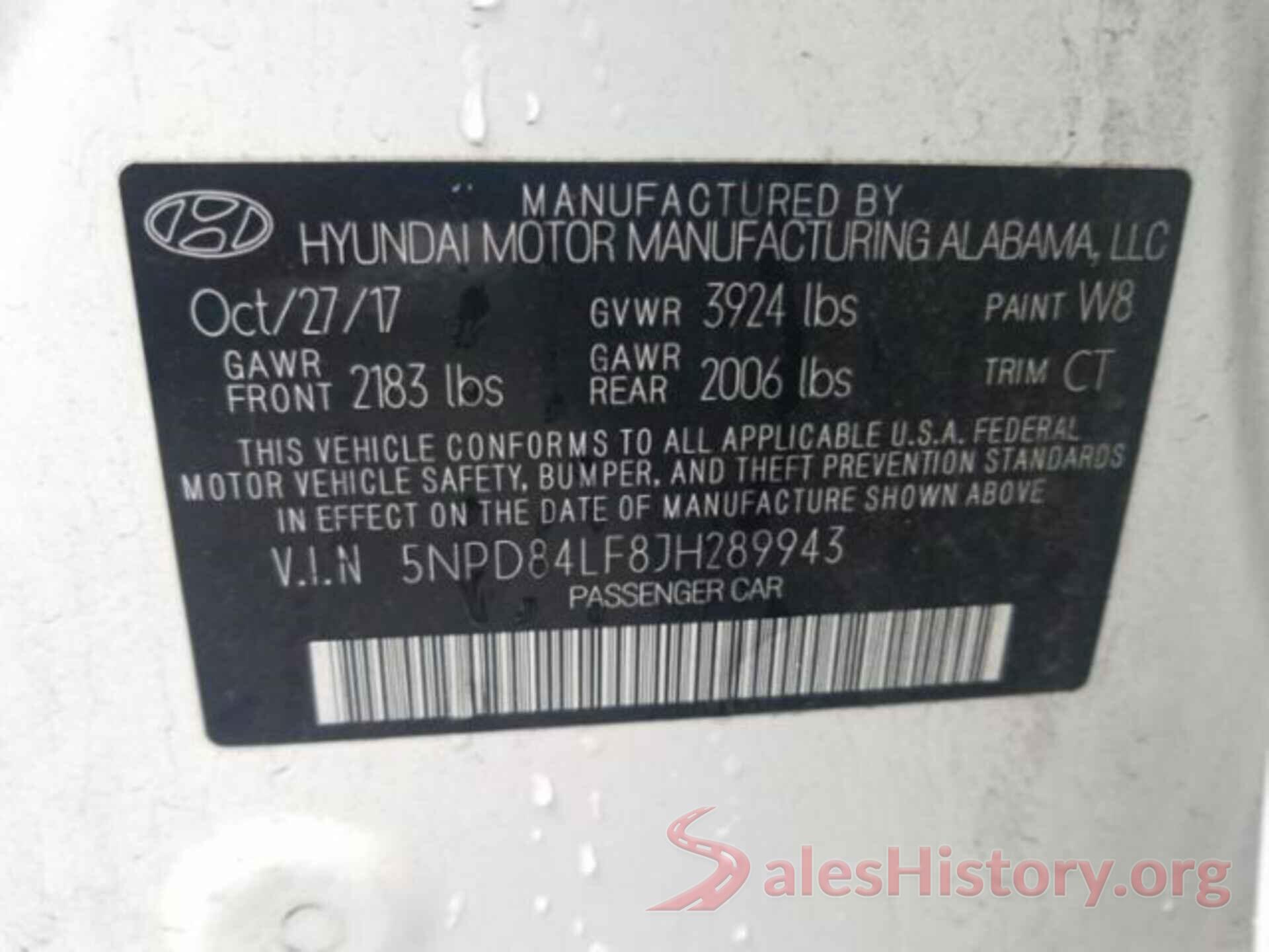 5NPD84LF8JH289943 2018 HYUNDAI ELANTRA