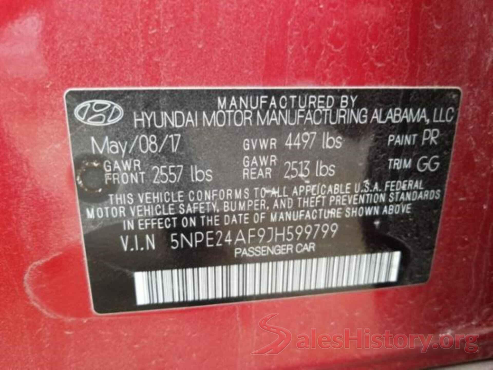 5NPE24AF9JH599799 2018 HYUNDAI SONATA