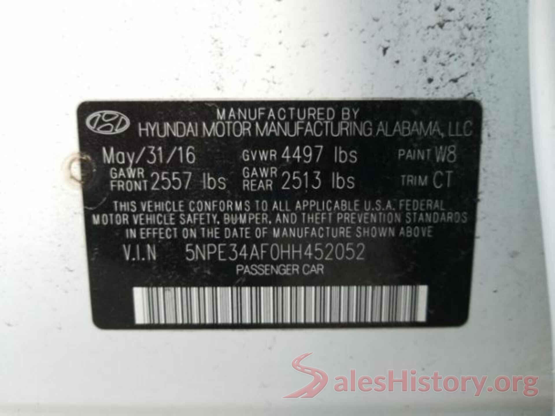 5NPE34AF0HH452052 2017 HYUNDAI SONATA