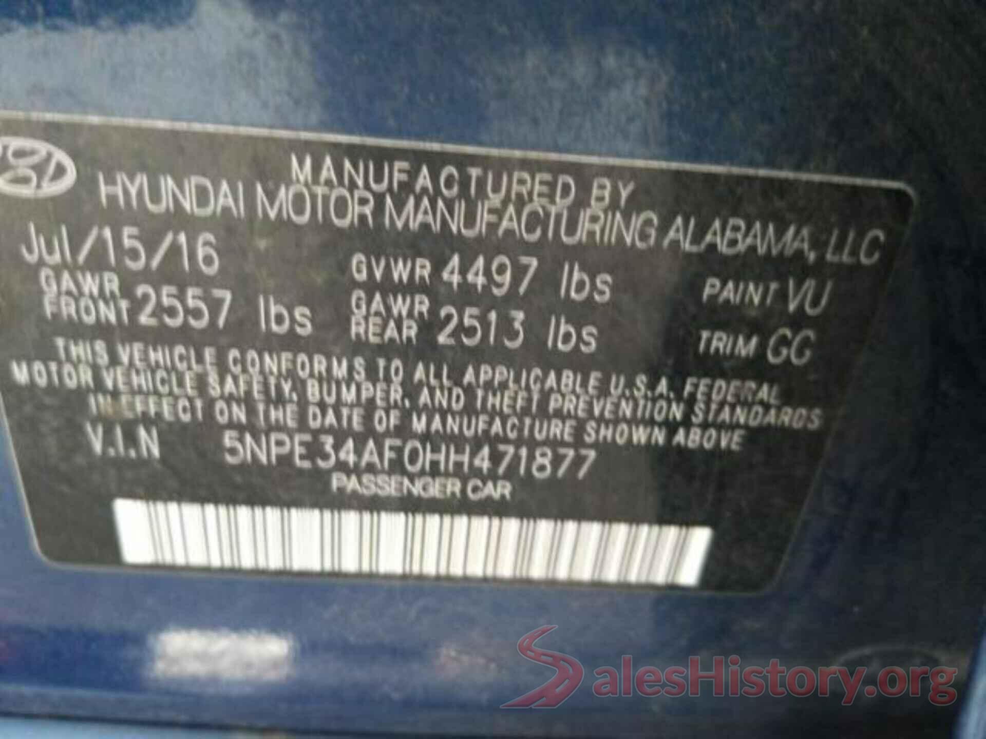 5NPE34AF0HH471877 2017 HYUNDAI SONATA