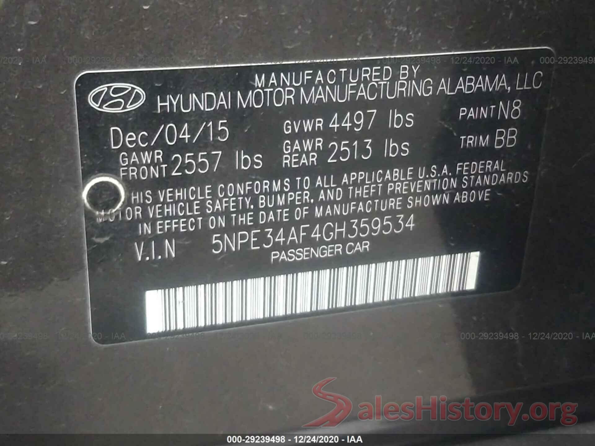 5NPE34AF4GH359534 2016 HYUNDAI SONATA