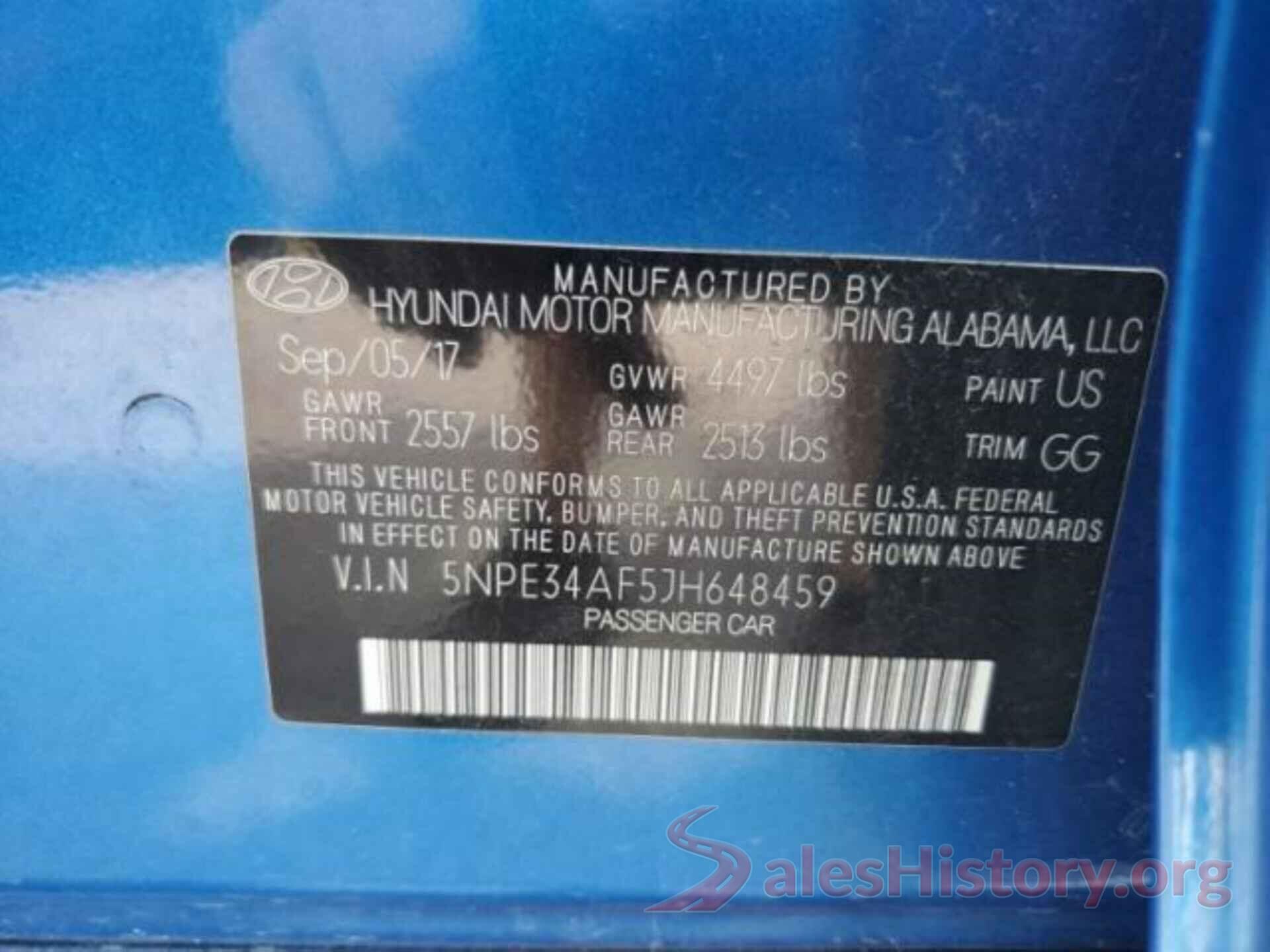 5NPE34AF5JH648459 2018 HYUNDAI SONATA