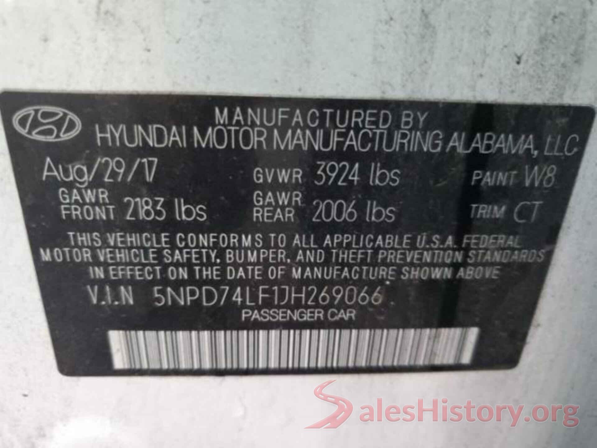 5NPD74LF1JH269066 2018 HYUNDAI ELANTRA