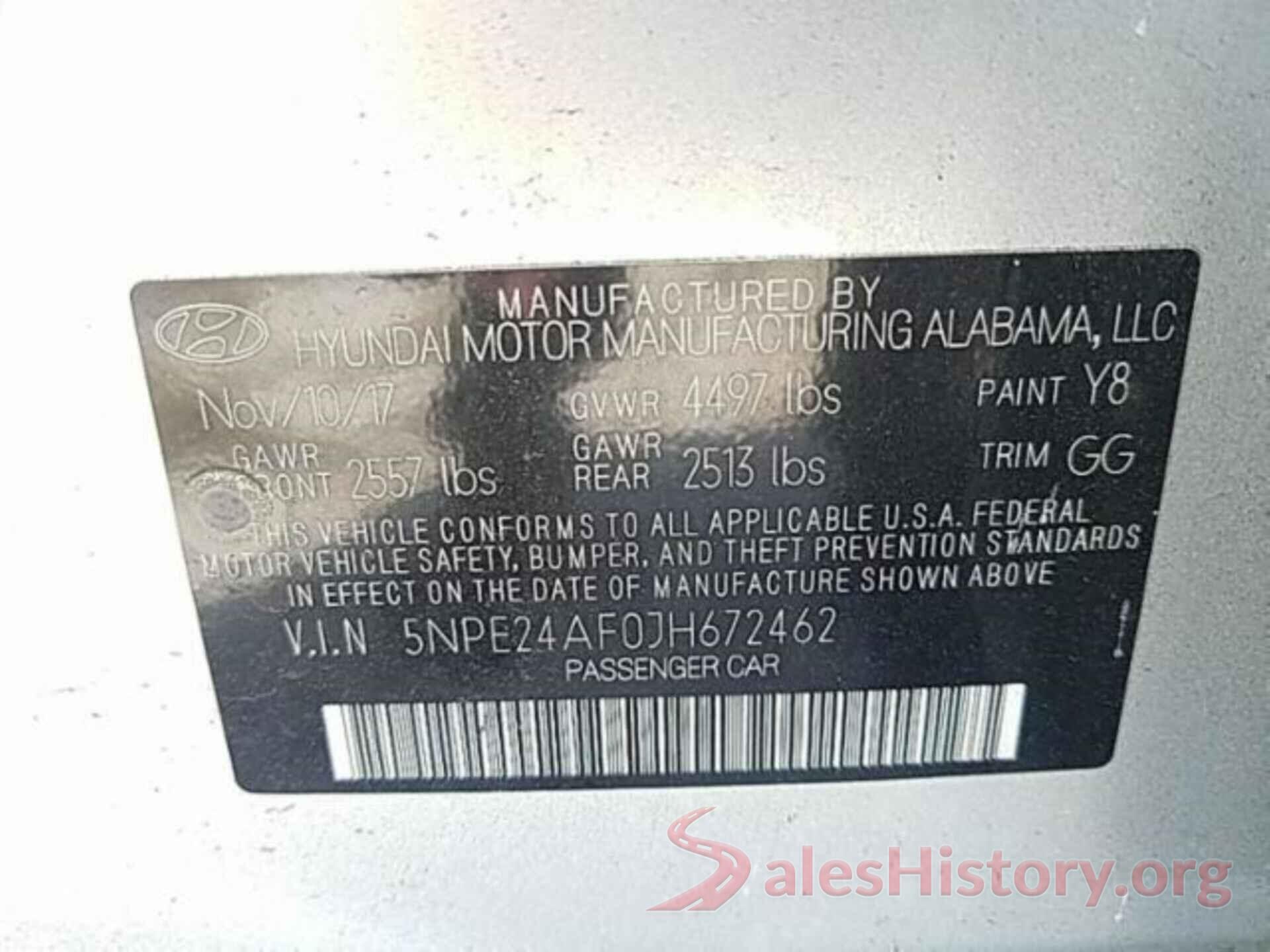 5NPE24AF0JH672462 2018 HYUNDAI SONATA