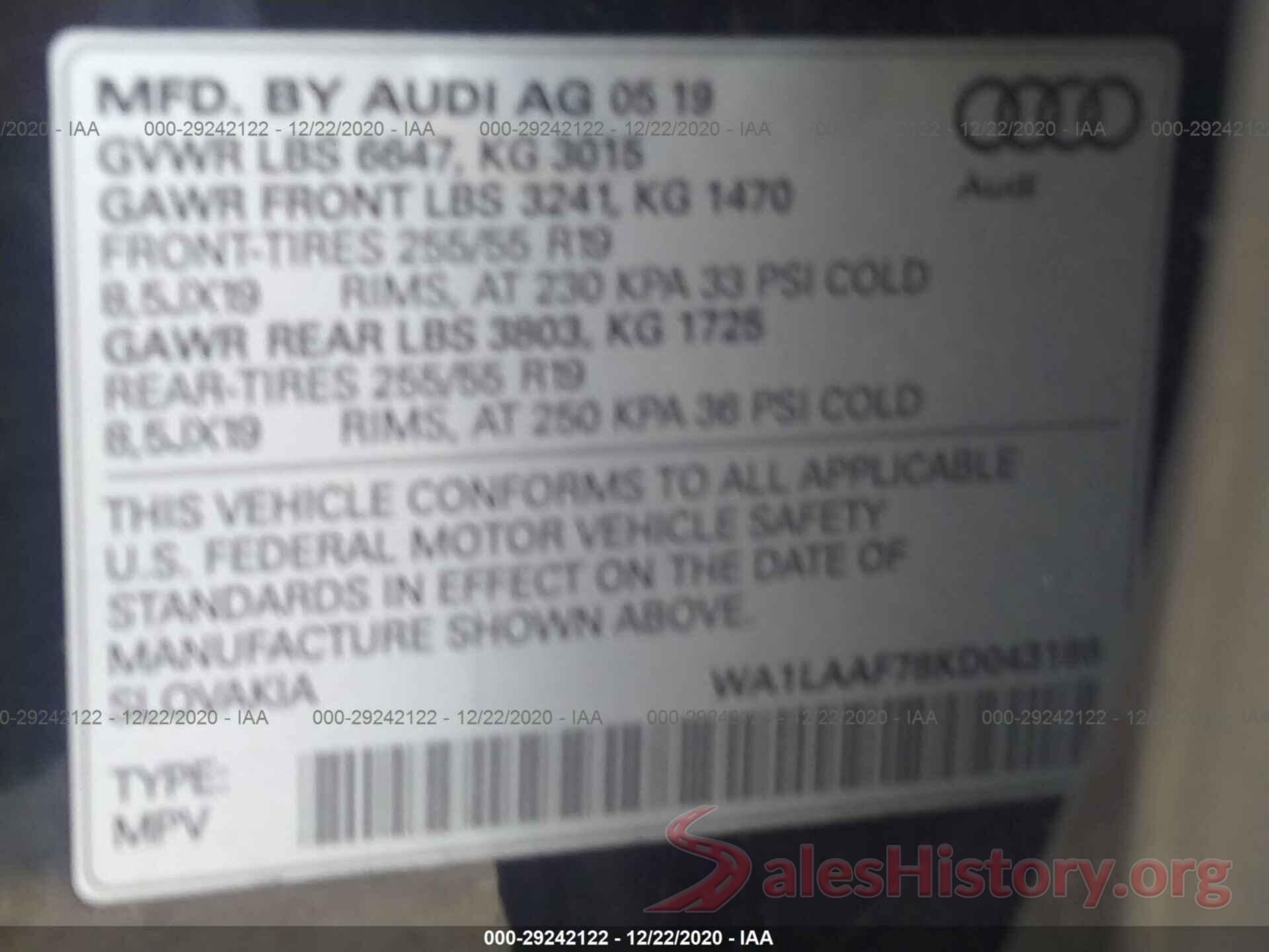 WA1LAAF78KD043186 2019 AUDI Q7