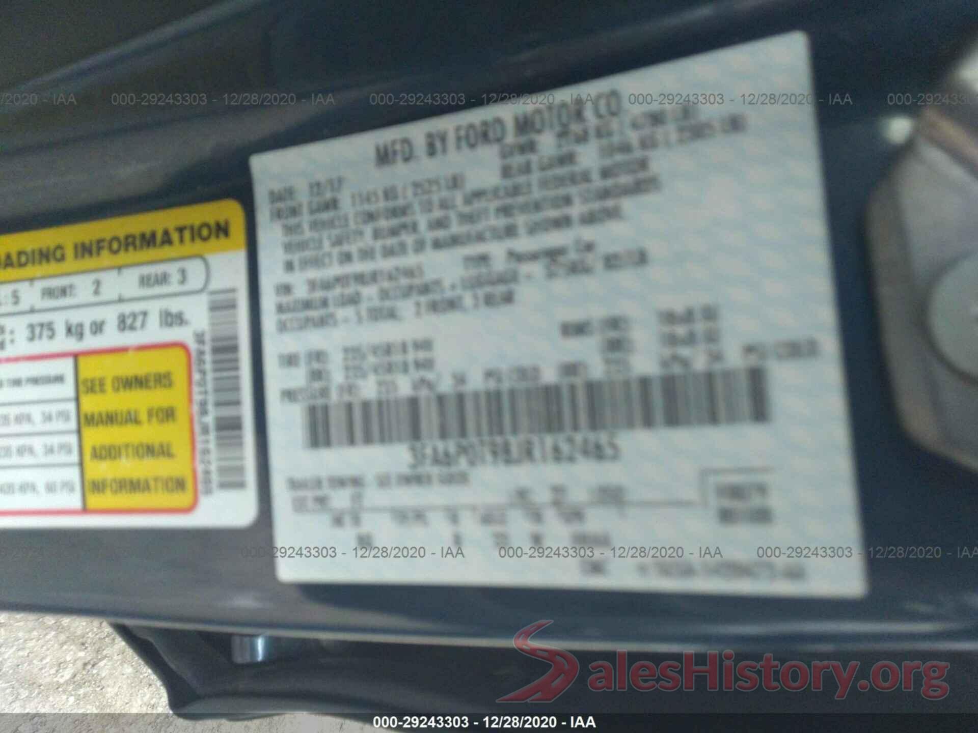 3FA6P0T98JR162465 2018 FORD FUSION