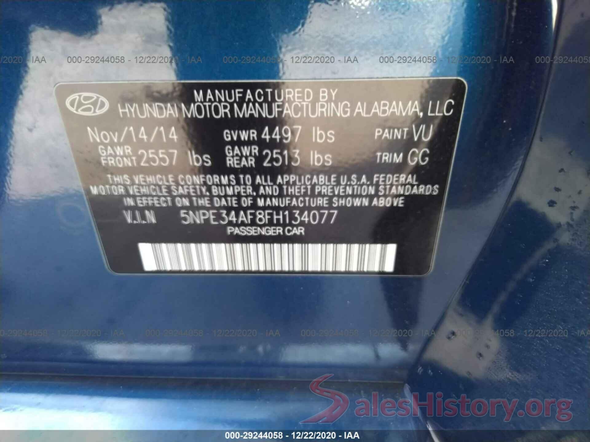 5NPE34AF8FH134077 2015 HYUNDAI SONATA