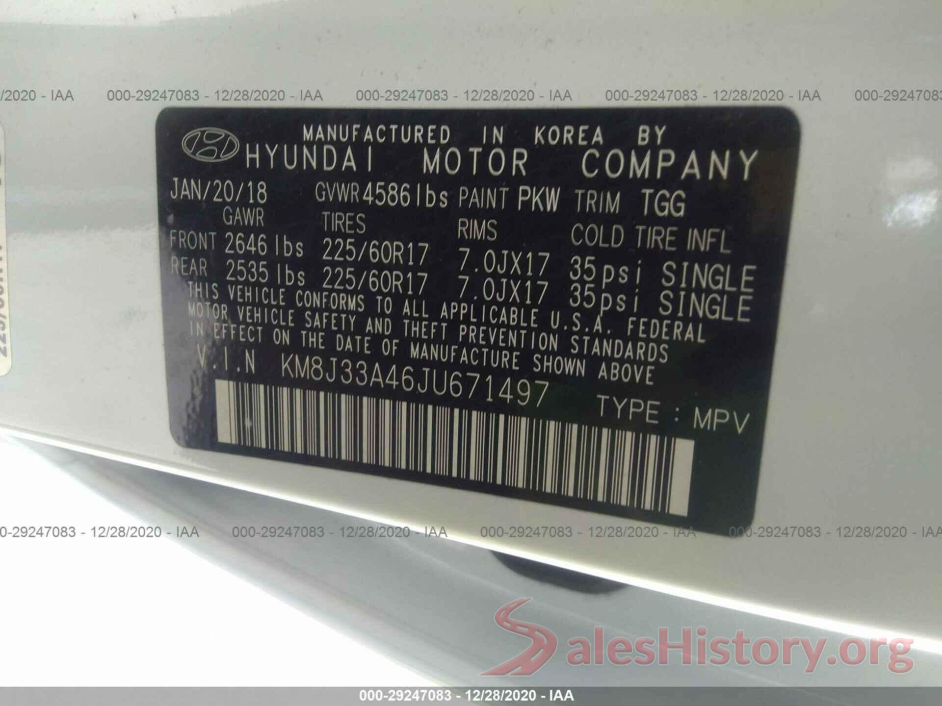 KM8J33A46JU671497 2018 HYUNDAI TUCSON