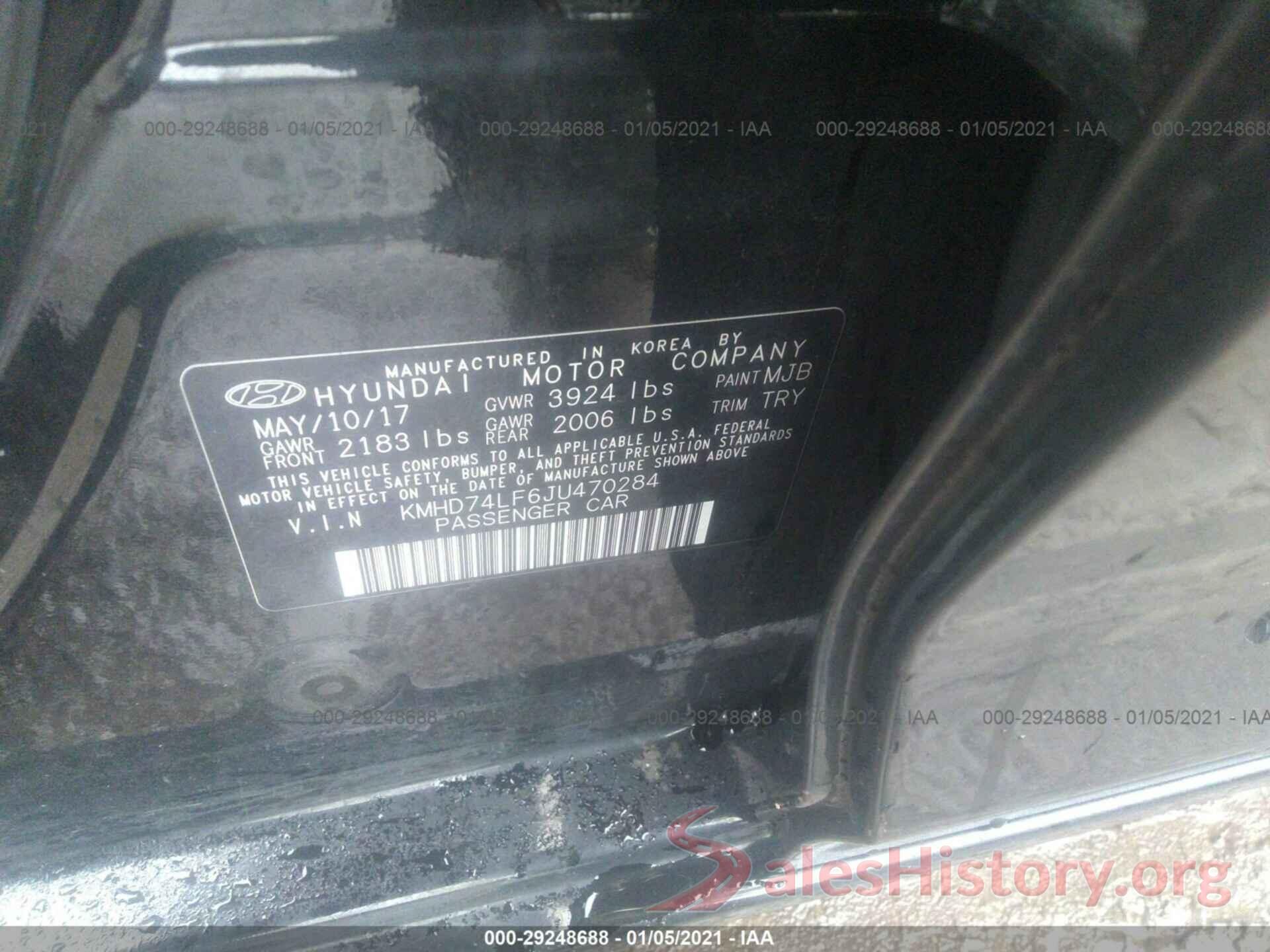 KMHD74LF6JU470284 2018 HYUNDAI ELANTRA