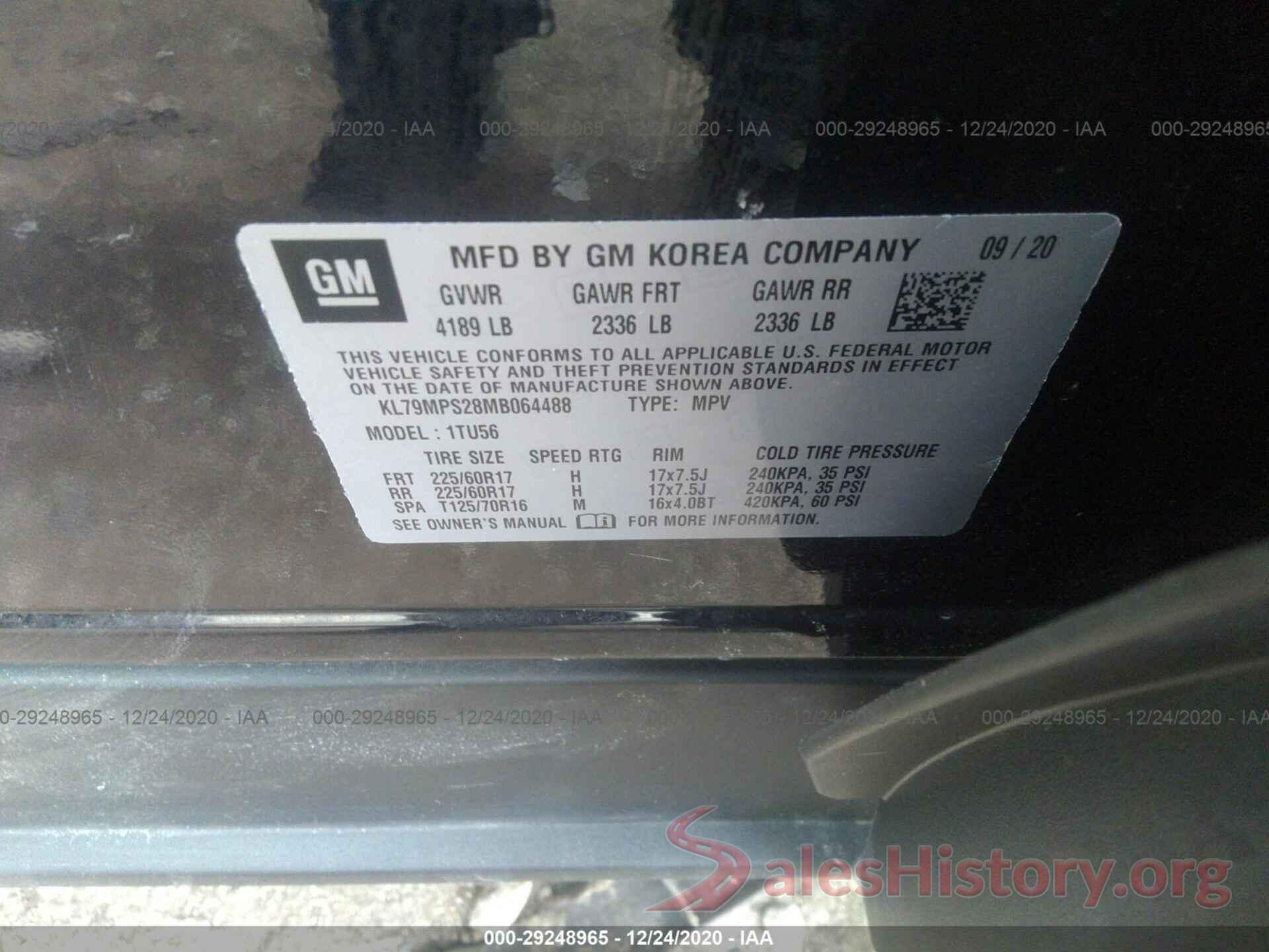 KL79MPS28MB064488 2021 CHEVROLET TRAILBLAZER