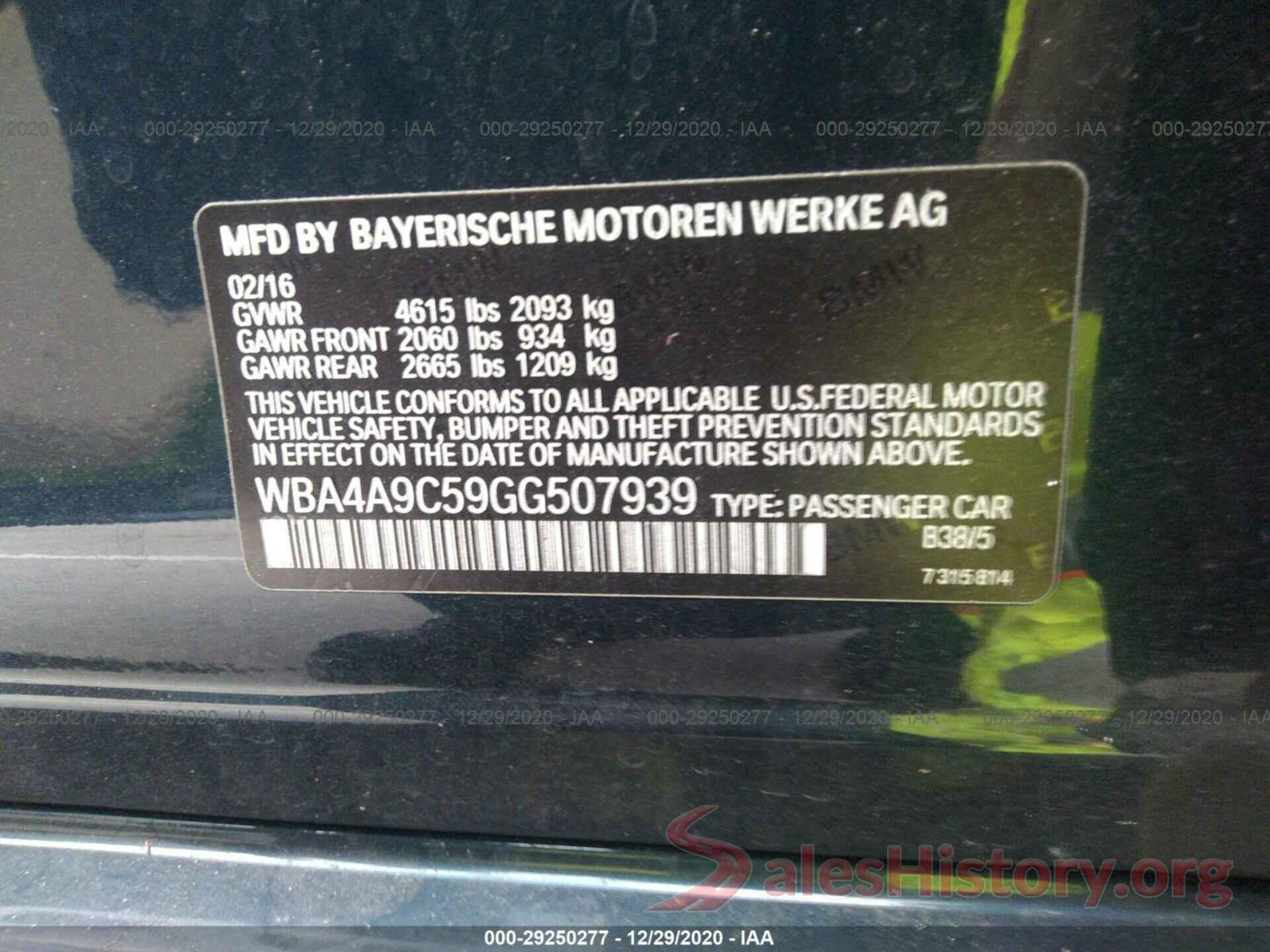 WBA4A9C59GG507939 2016 BMW 4 SERIES