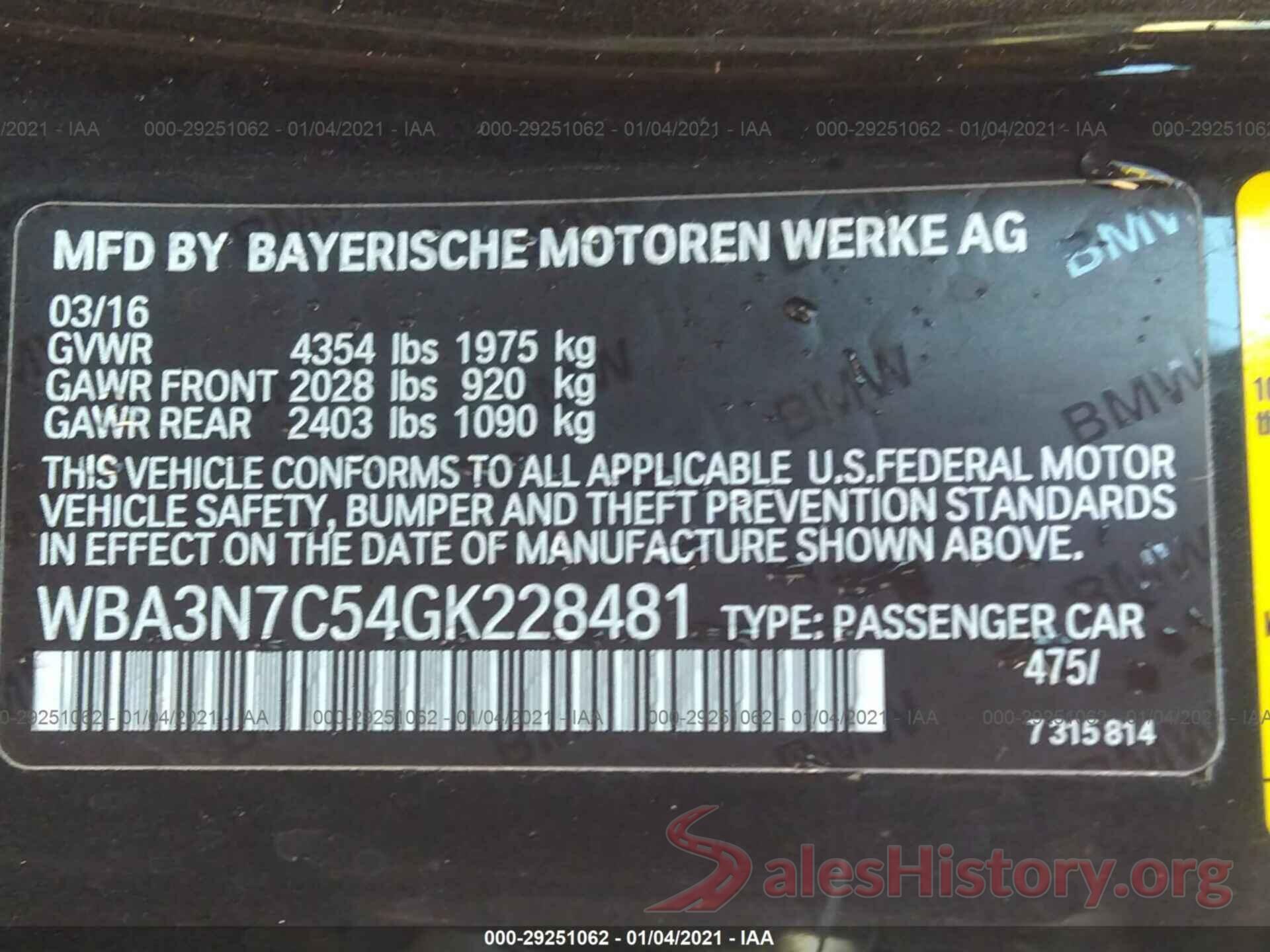 WBA3N7C54GK228481 2016 BMW 4 SERIES