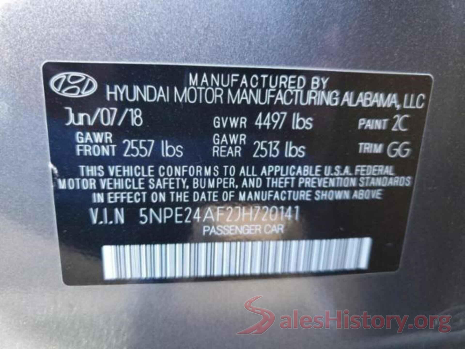 5NPE24AF2JH720141 2018 HYUNDAI SONATA