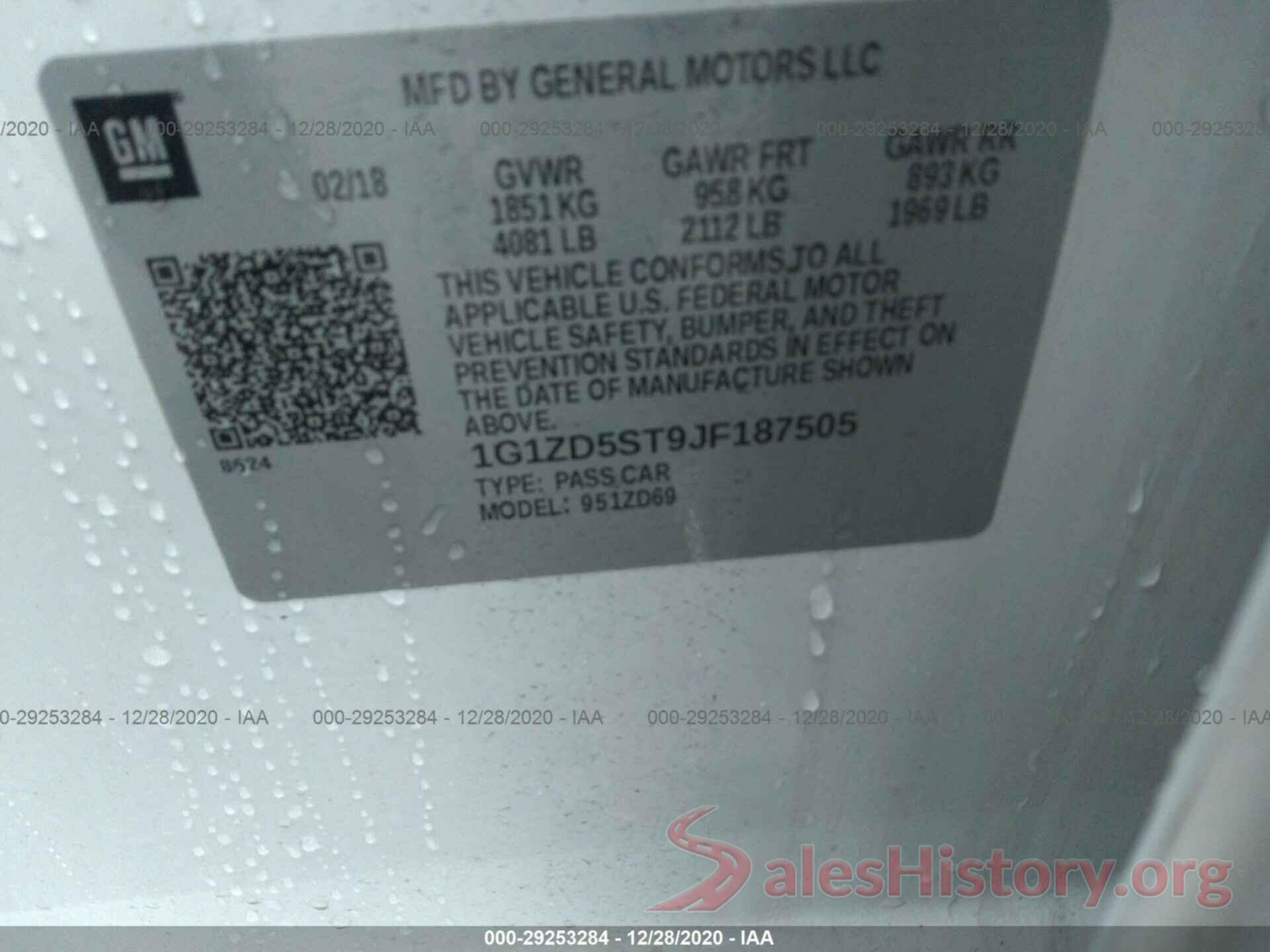 1G1ZD5ST9JF187505 2018 CHEVROLET MALIBU