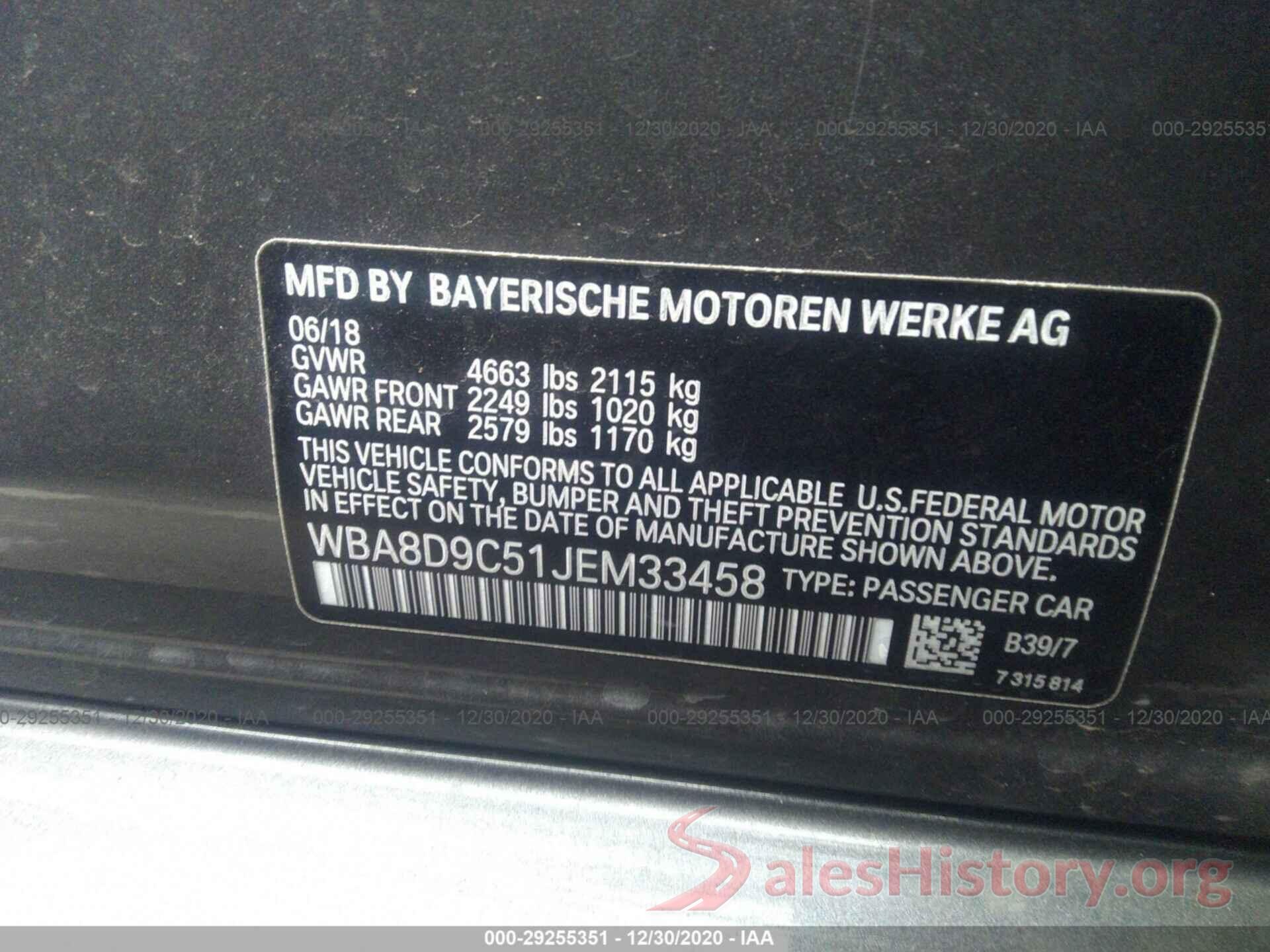 WBA8D9C51JEM33458 2018 BMW 3 SERIES