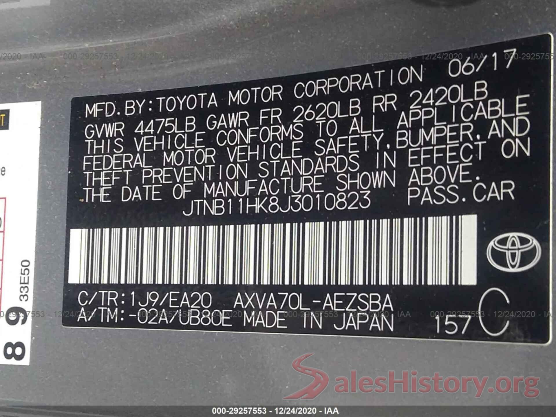 JTNB11HK8J3010823 2018 TOYOTA CAMRY