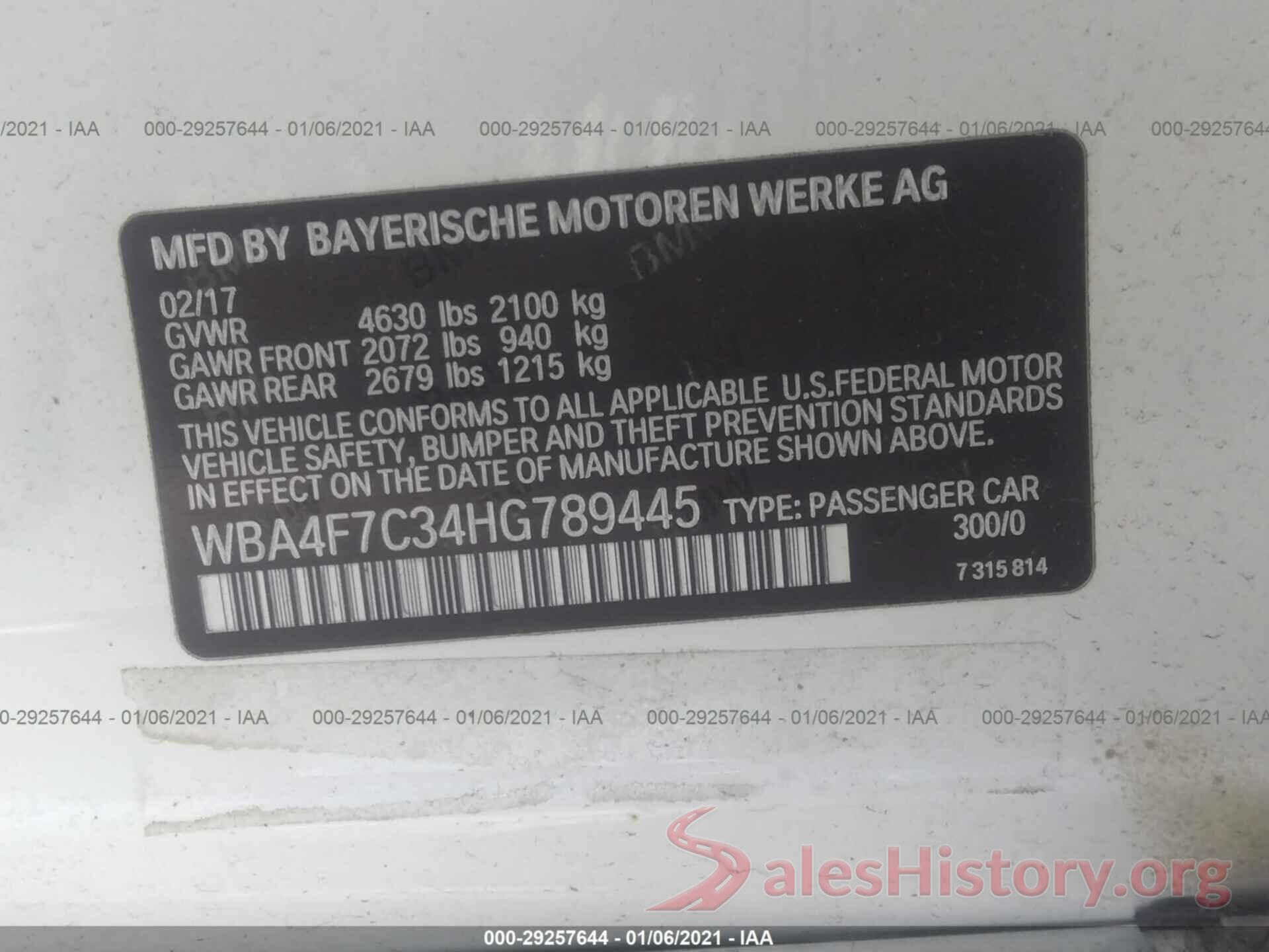 WBA4F7C34HG789445 2017 BMW 4 SERIES