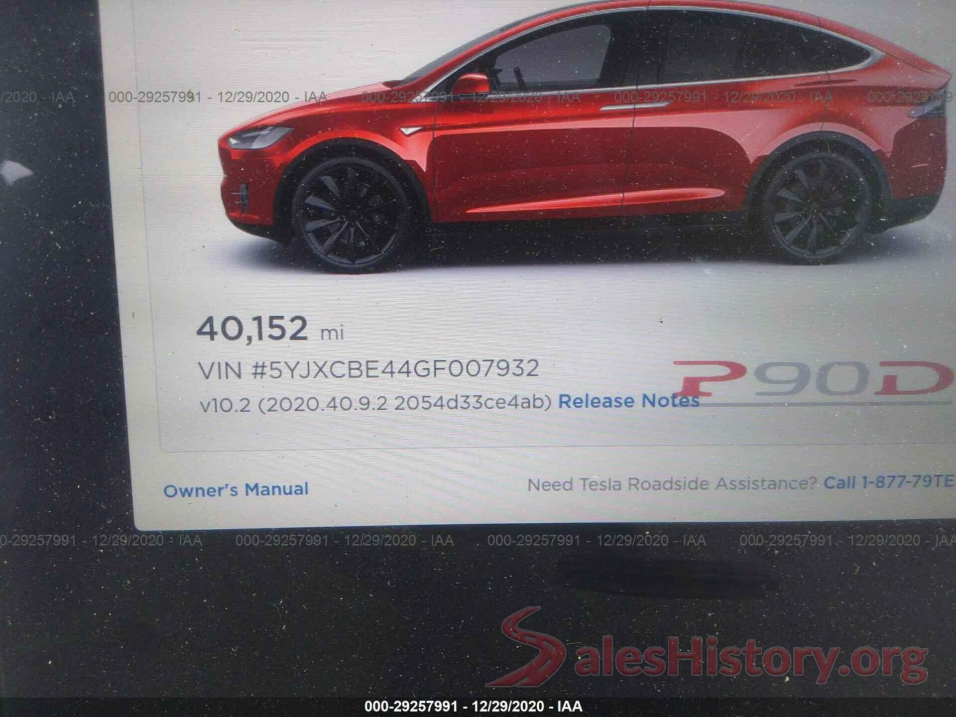 5YJXCBE44GF007932 2016 TESLA MODEL X