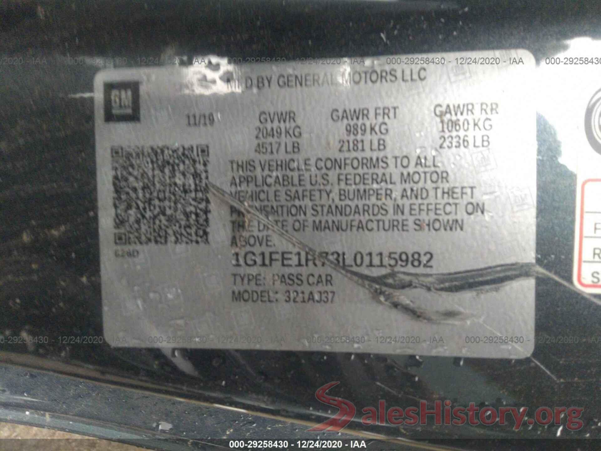 1G1FE1R73L0115982 2020 CHEVROLET CAMARO