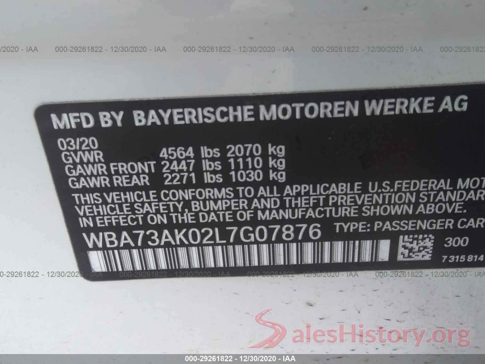 WBA73AK02L7G07876 2020 BMW 2 SERIES