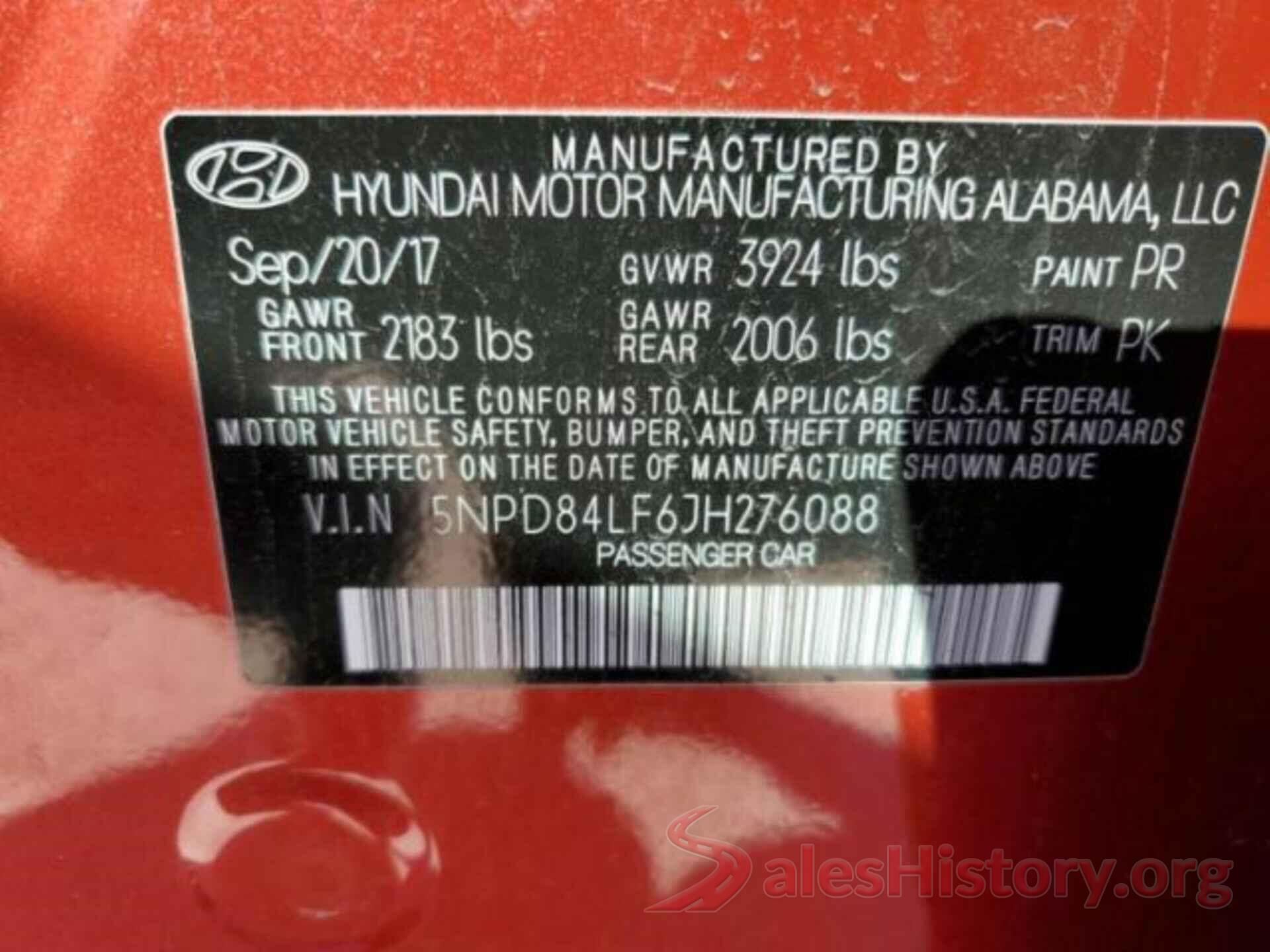 5NPD84LF6JH276088 2018 HYUNDAI ELANTRA