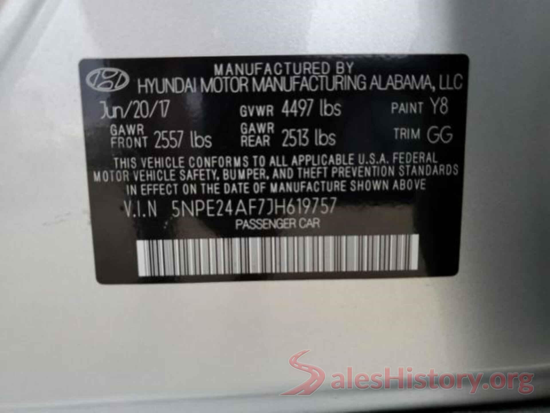 5NPE24AF7JH619757 2018 HYUNDAI SONATA