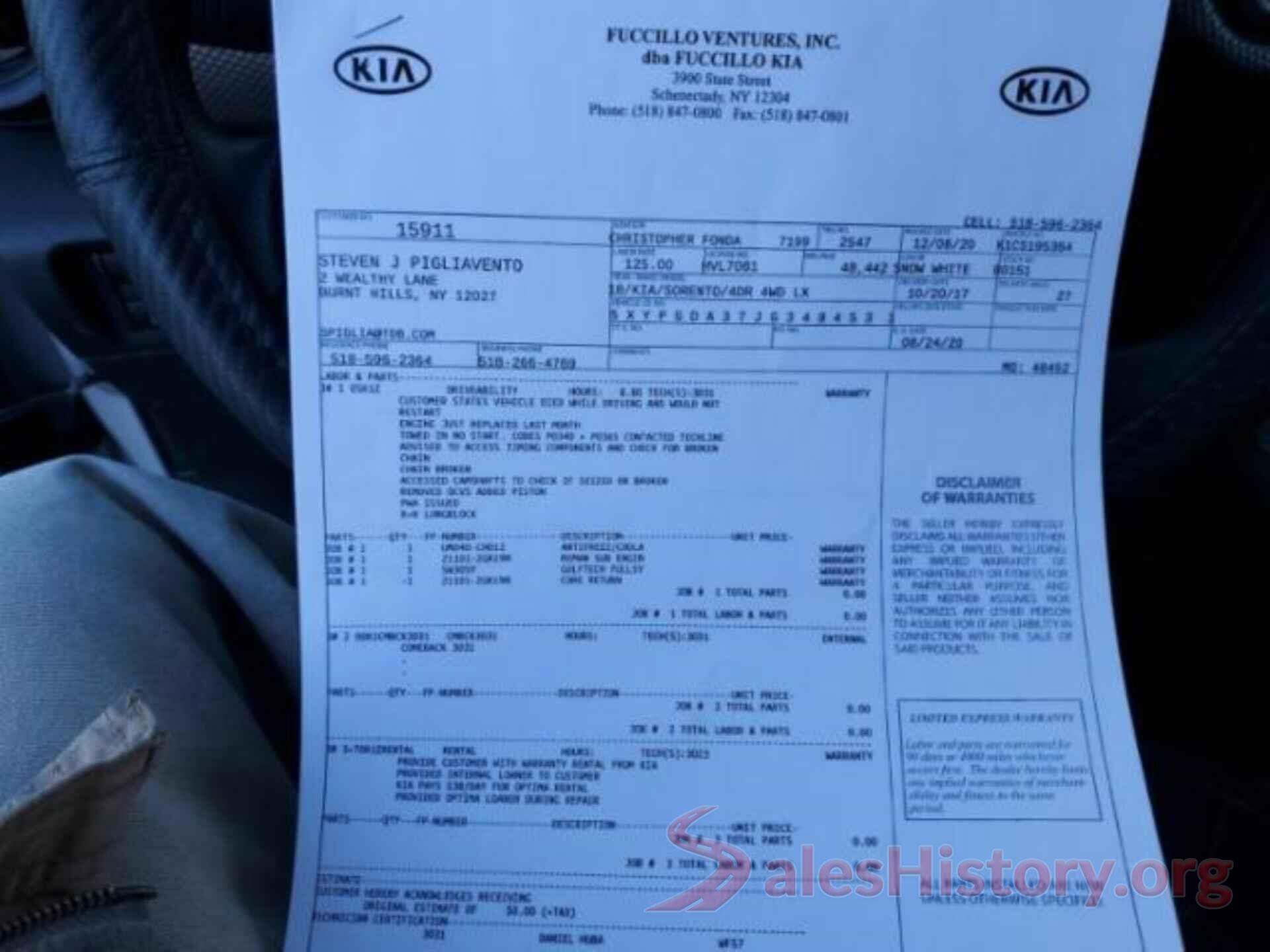 5XYPGDA37JG349453 2018 KIA SORENTO