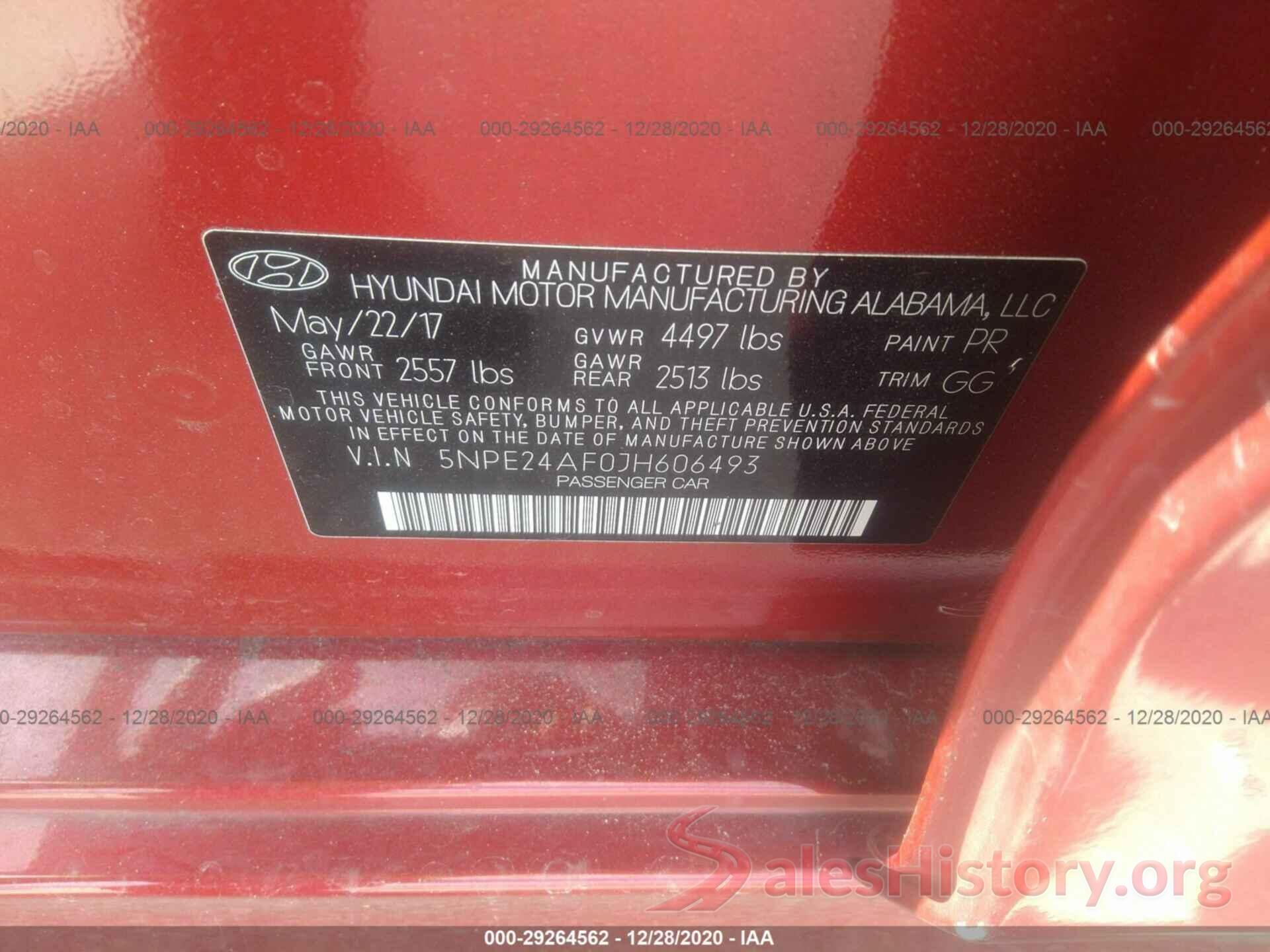 5NPE24AF0JH606493 2018 HYUNDAI SONATA