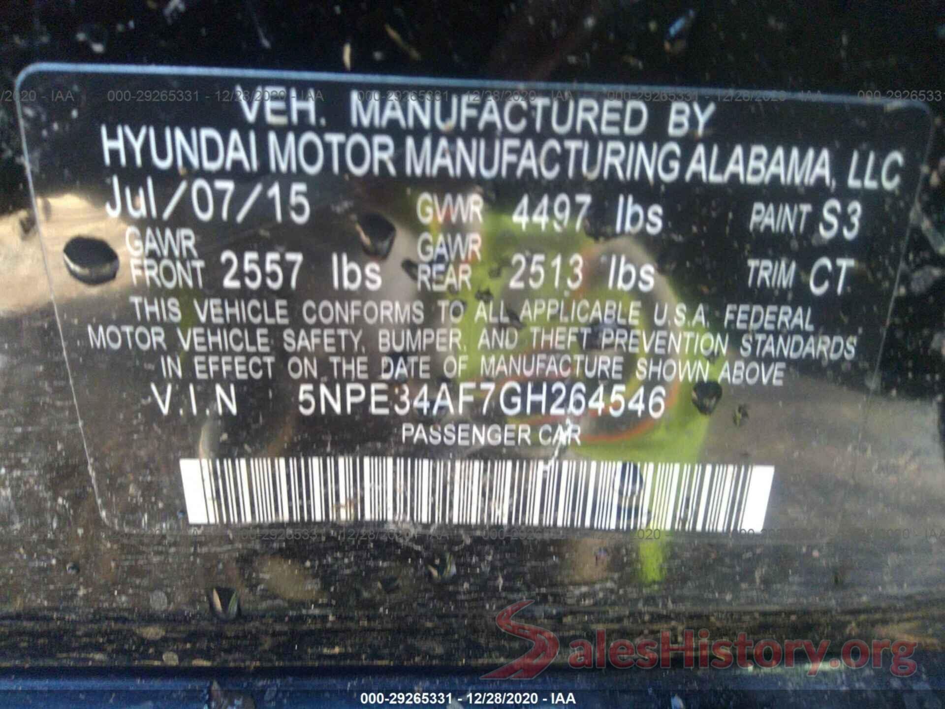 5NPE34AF7GH264546 2016 HYUNDAI SONATA