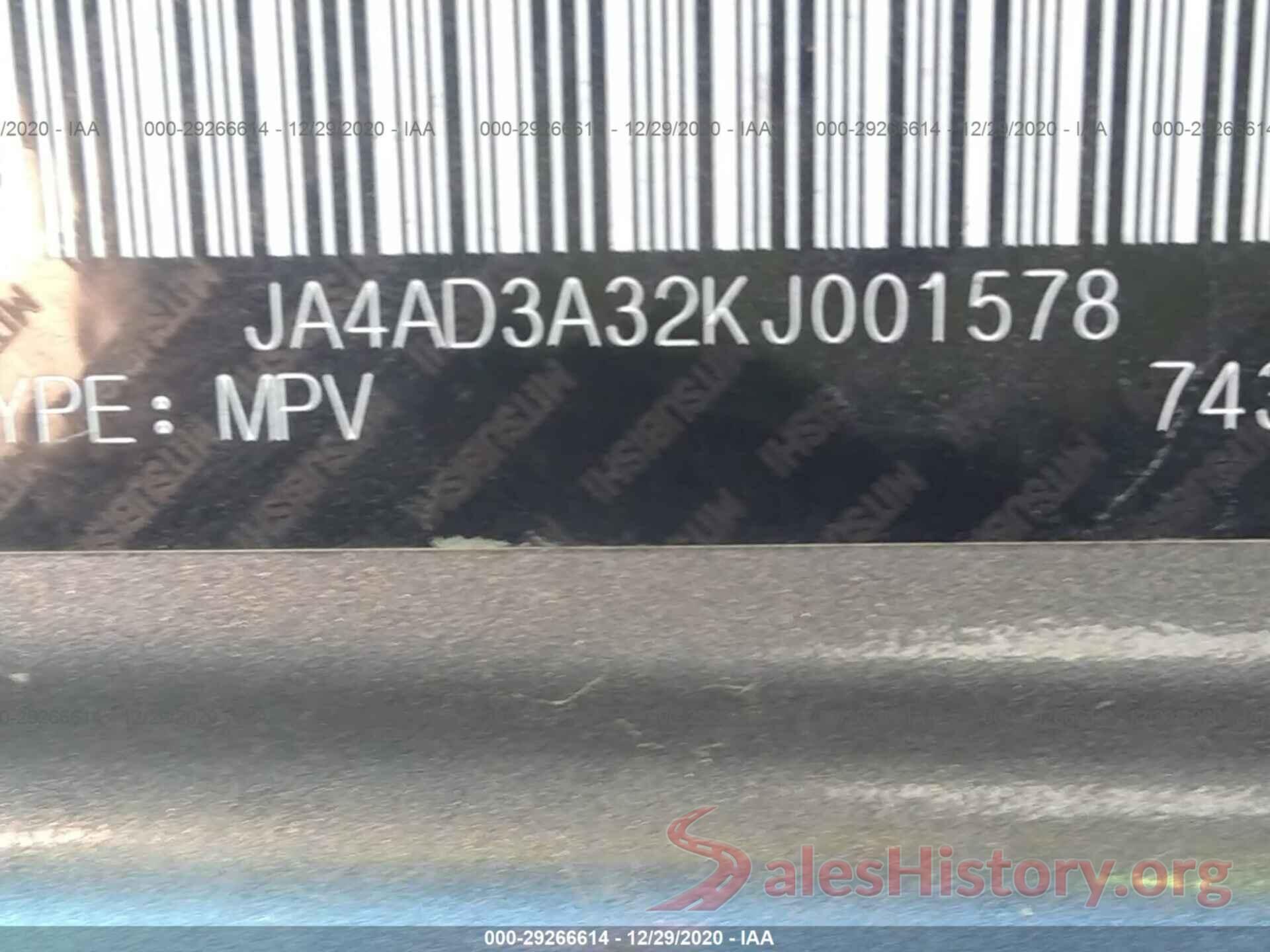 JA4AD3A32KJ001578 2019 MITSUBISHI OUTLANDER