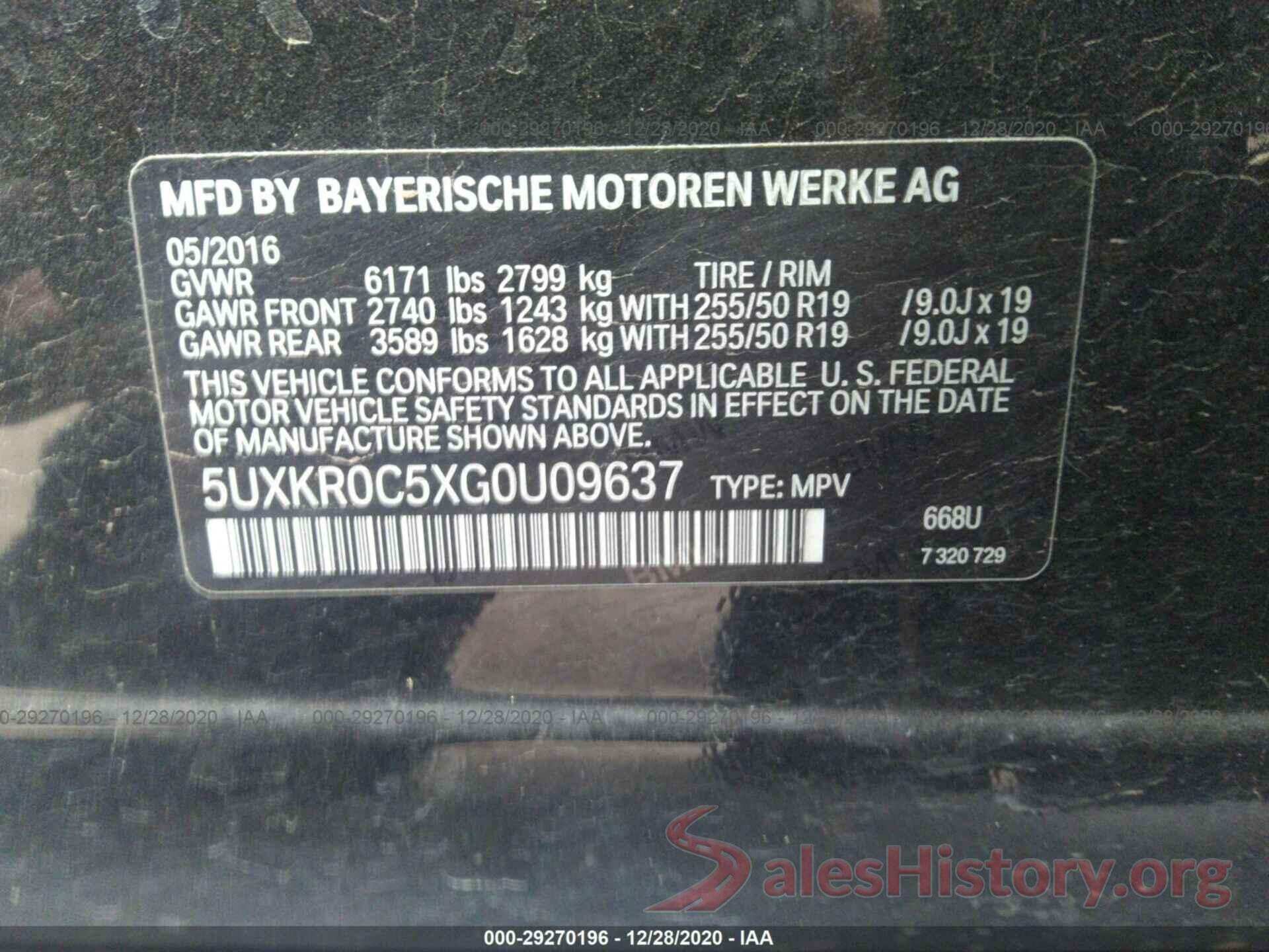 5UXKR0C5XG0U09637 2016 BMW X5