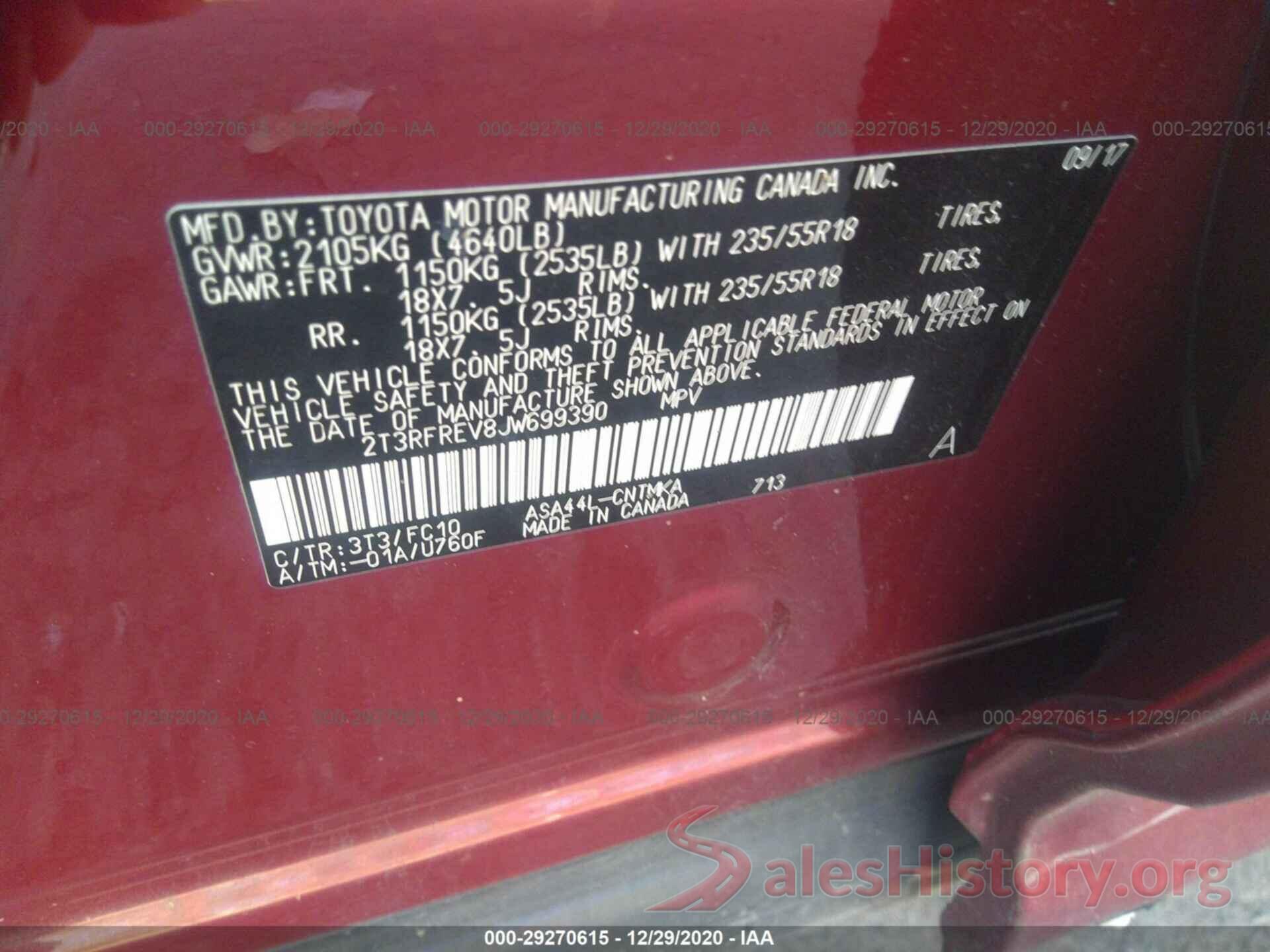 2T3RFREV8JW699390 2018 TOYOTA RAV4