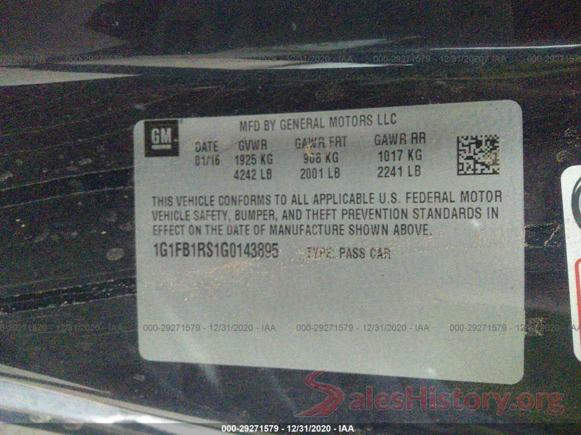 1G1FB1RS1G0143895 2016 CHEVROLET CAMARO