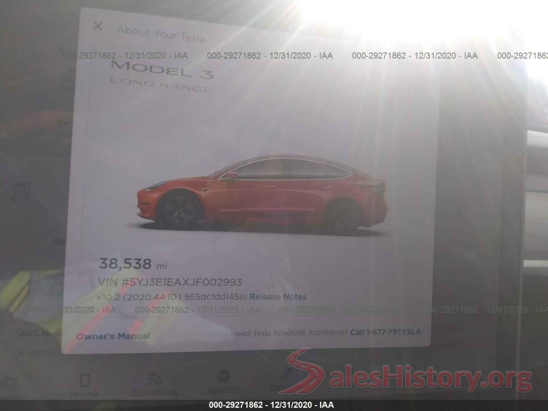 5YJ3E1EAXJF002993 2018 TESLA MODEL 3