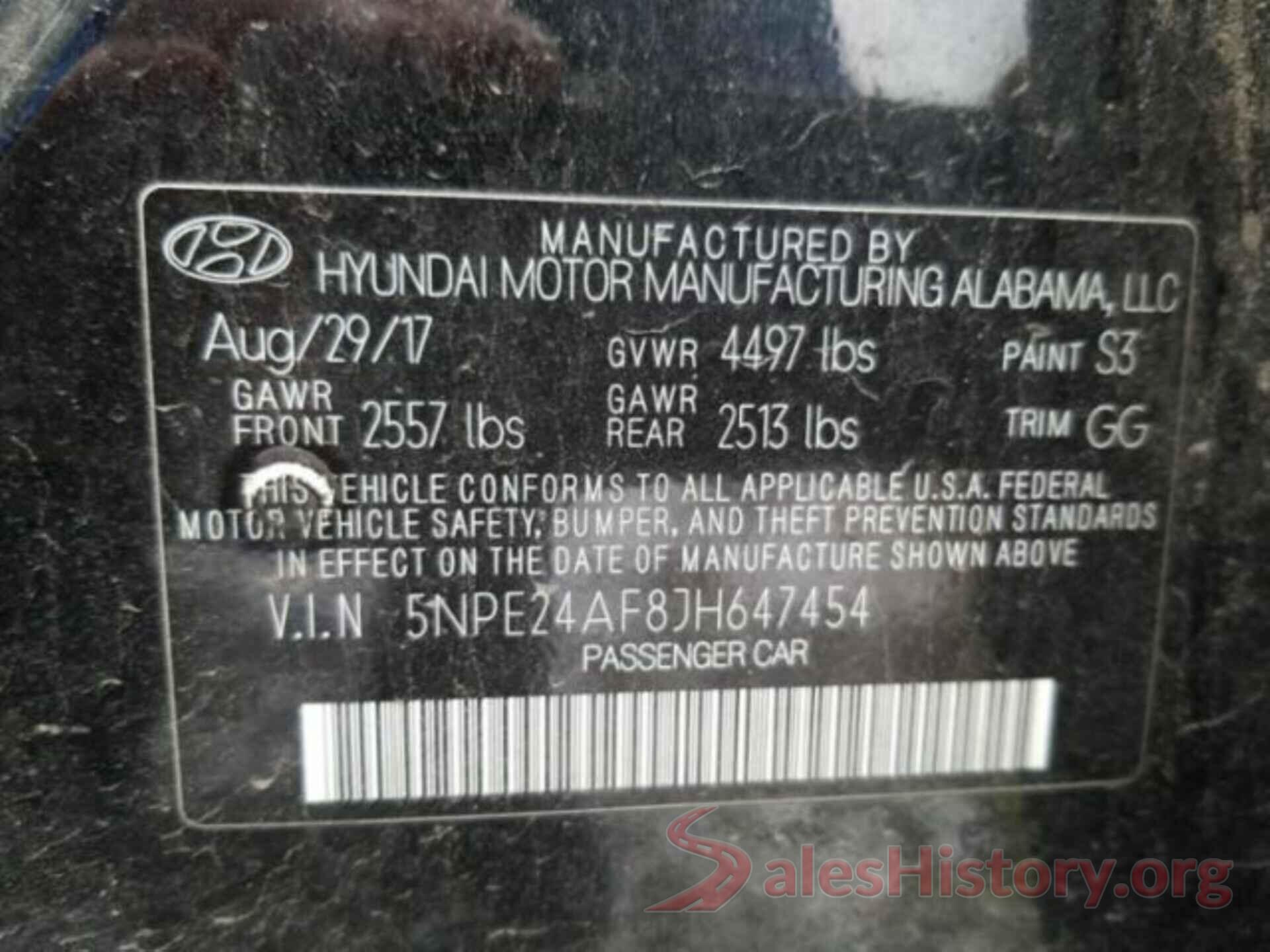 5NPE24AF8JH647454 2018 HYUNDAI SONATA