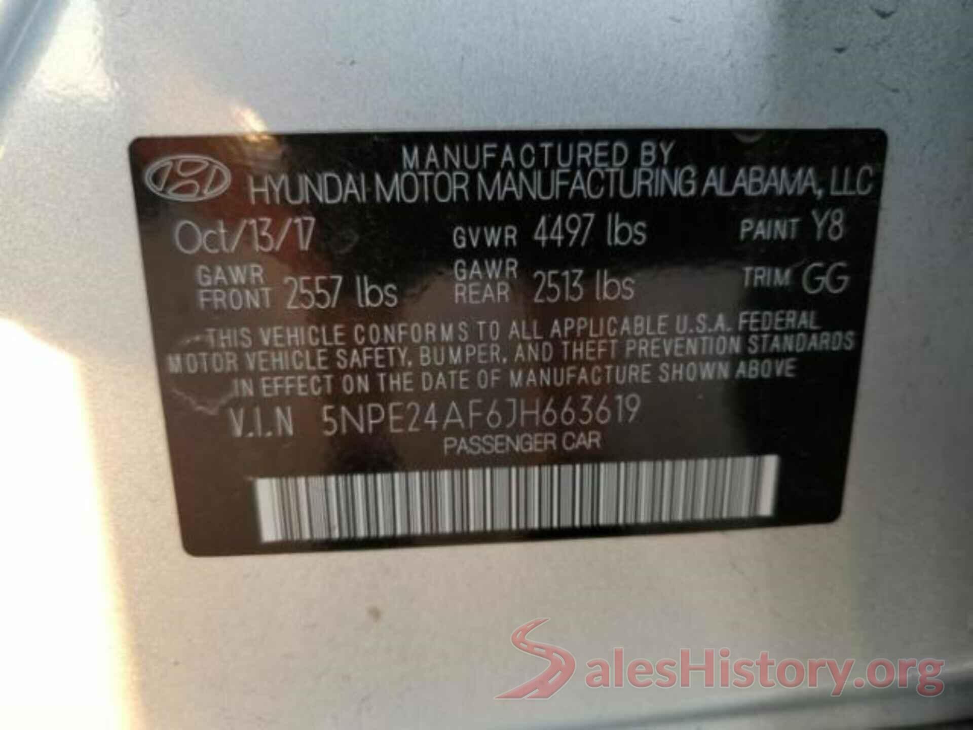 5NPE24AF6JH663619 2018 HYUNDAI SONATA