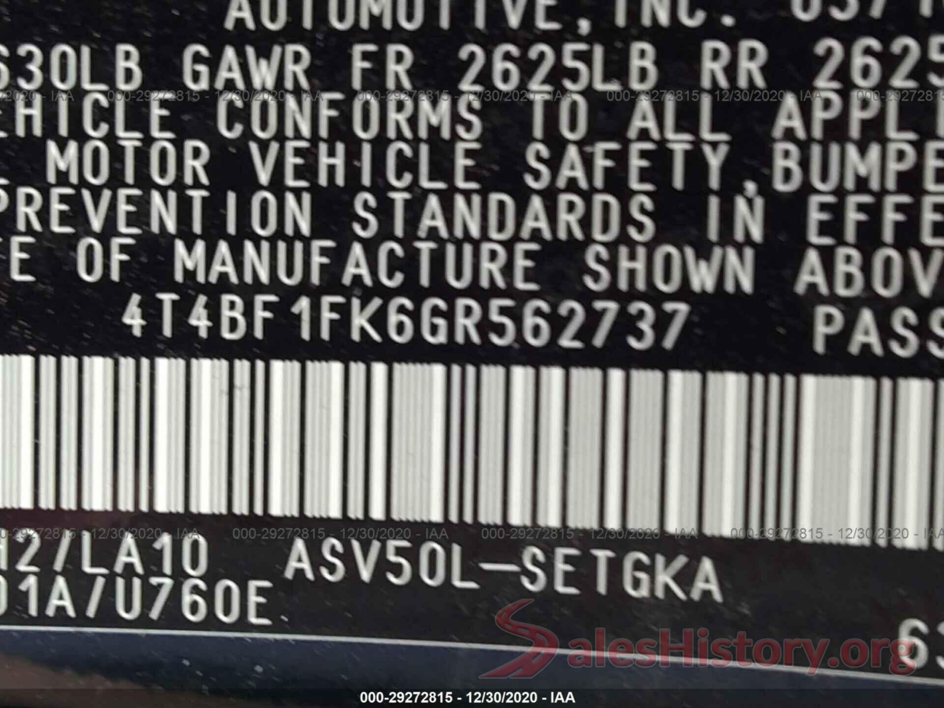 4T4BF1FK6GR562737 2016 TOYOTA CAMRY